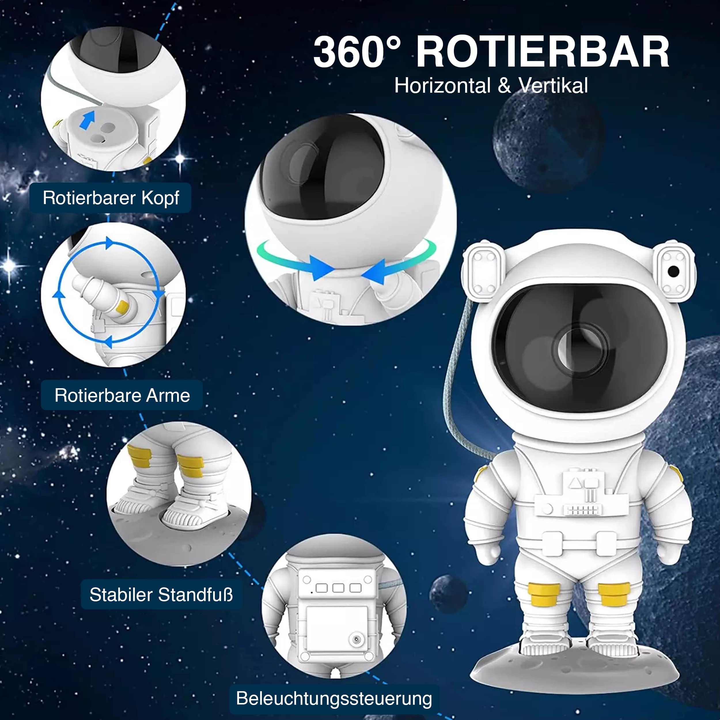 SWIFTVEIN LED Starry Sky Projector Astronaut, Luz de la Galaxia con Control Remoto y Temporizador, Proyector de Estrellas para Niños y Adultos, Smart Star Projector White, Starlight Projector