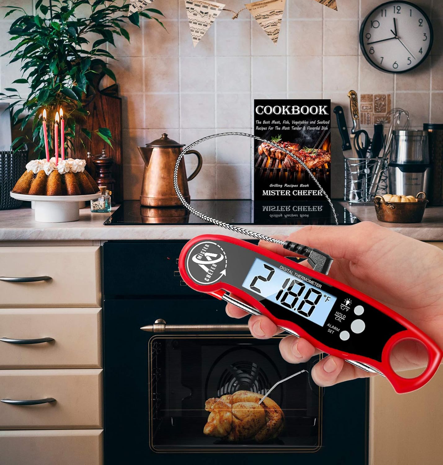 review Best Digital Meat Thermometers for Cooking - Waterproof Instant Read Food Thermometer - Liquids Candy BBQ Grill Kitchen Thermometer with Long Probe, Perfect for Grilling and Smoking