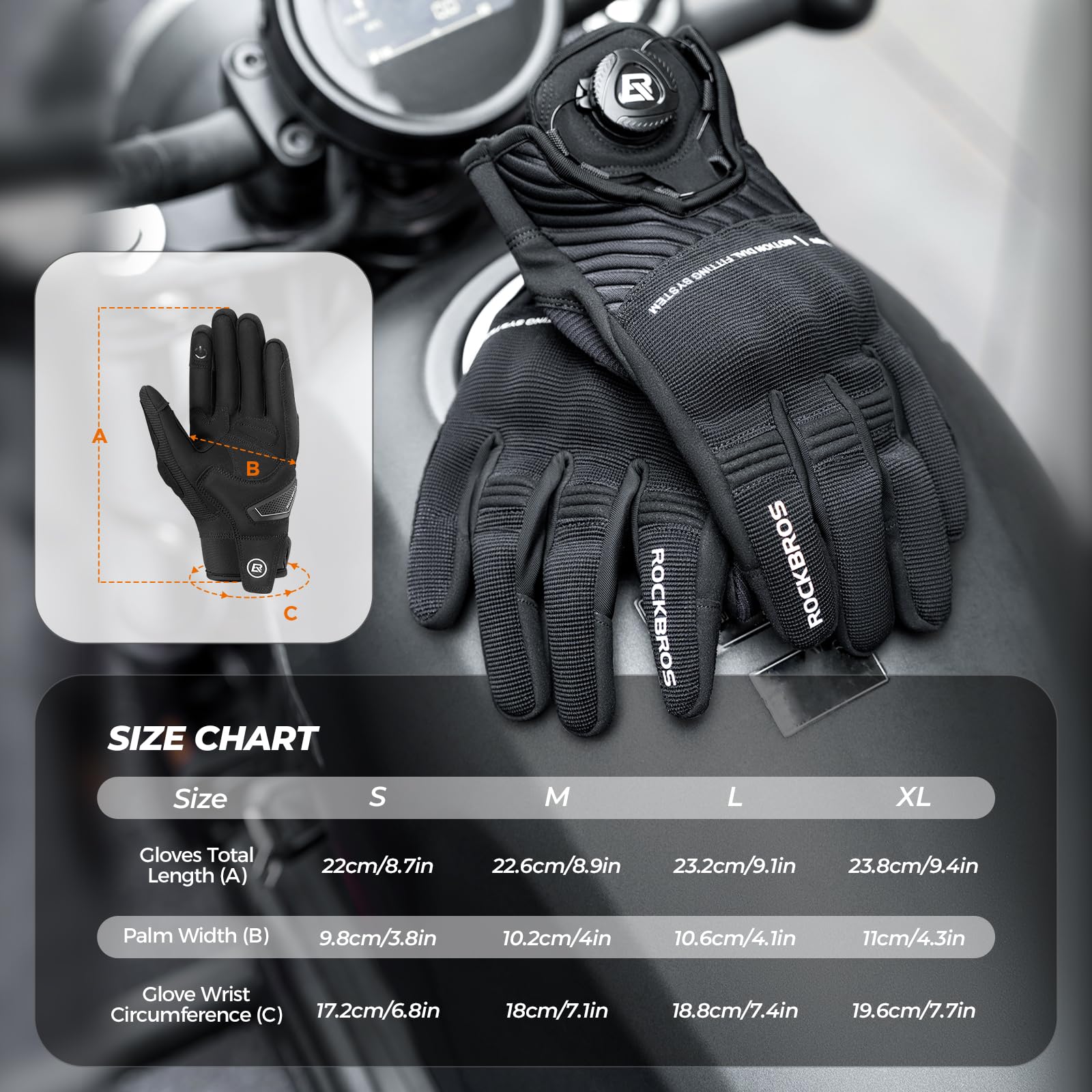ROCKBROS Gants de Cyclisme Hommes, Gants de Protection d'été avec Ecran Tactile Gants de Sport Respirants pour VTT Vélo Scooter