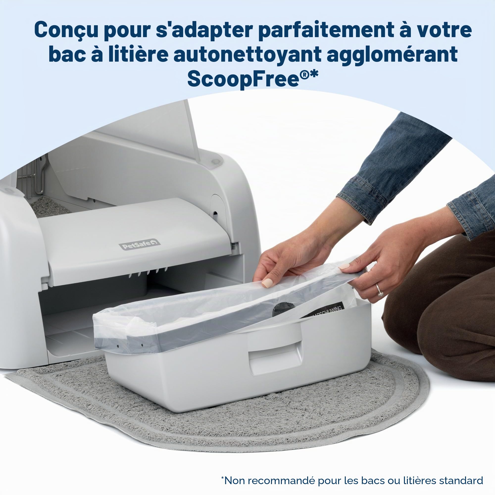 PetSafe Sacs pour bac à litière – Prend en charge un nettoyage facile – Sacs jetables – Plastique durable – Cordon de serrage pratique – Nettoyage sans tracas – Sacs poubelle agglomérants sans pelle