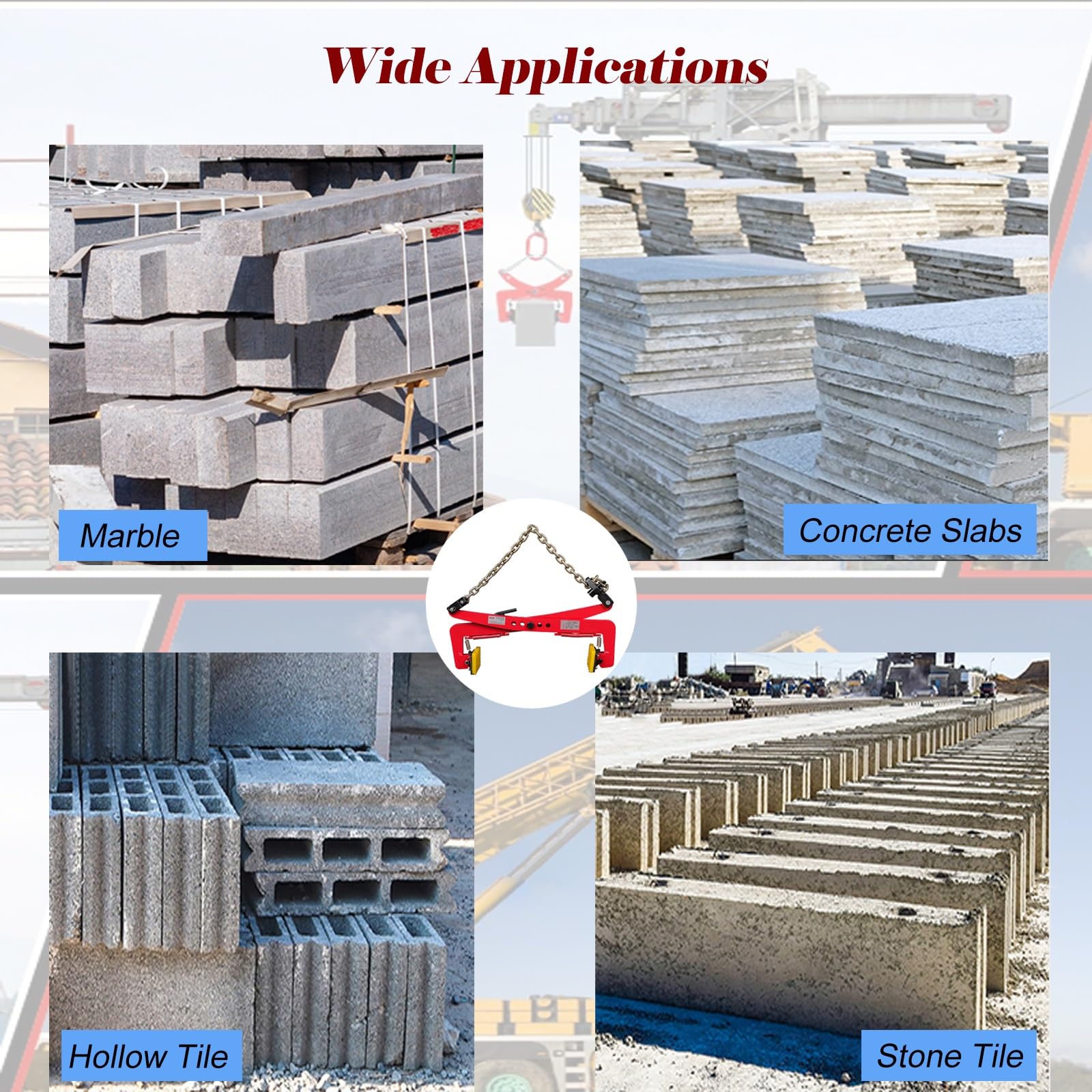 MZZKFC Heavy Duty Adjustable Stone Lifting Clamps, Chain Link Type Plate Vertical Clamp, Alloy Steel Scissor Lifter Tool for Lifting/Handling/Transporting(11.8-20.1 in)