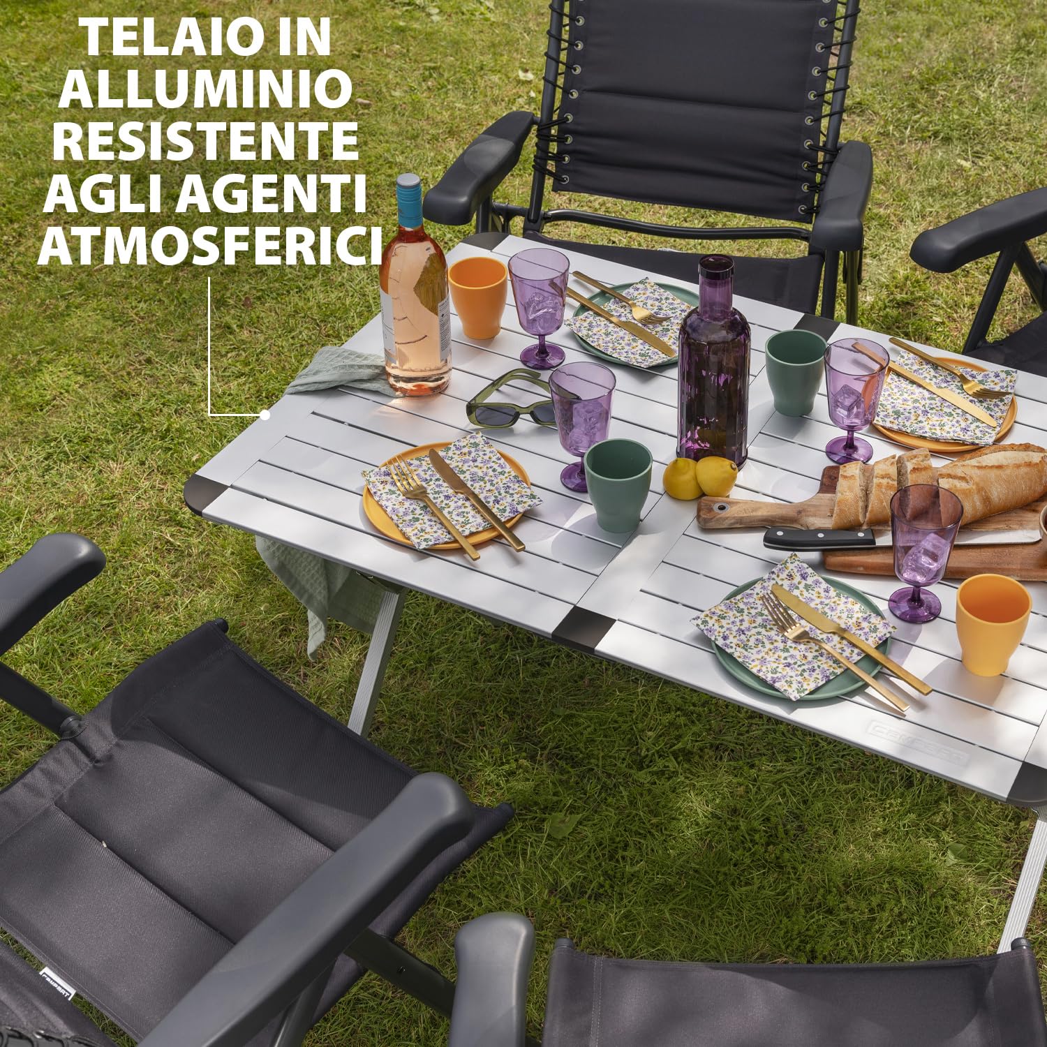 Campart TA-0413 Travel Tavolo Roll-up - Alluminio - Per 4 persone - 110 x 70 cm