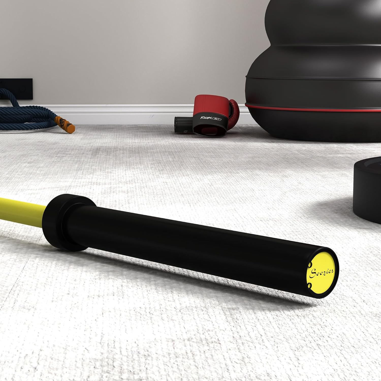 Soozier 7.2ft Barbell Bar, 2 Inch Weight Bar, 44 lbs with Rotating Sleeves and Non-Slip Knurling Grip, 1500lbs Weight Capacity for Weightlifting & Strength Training