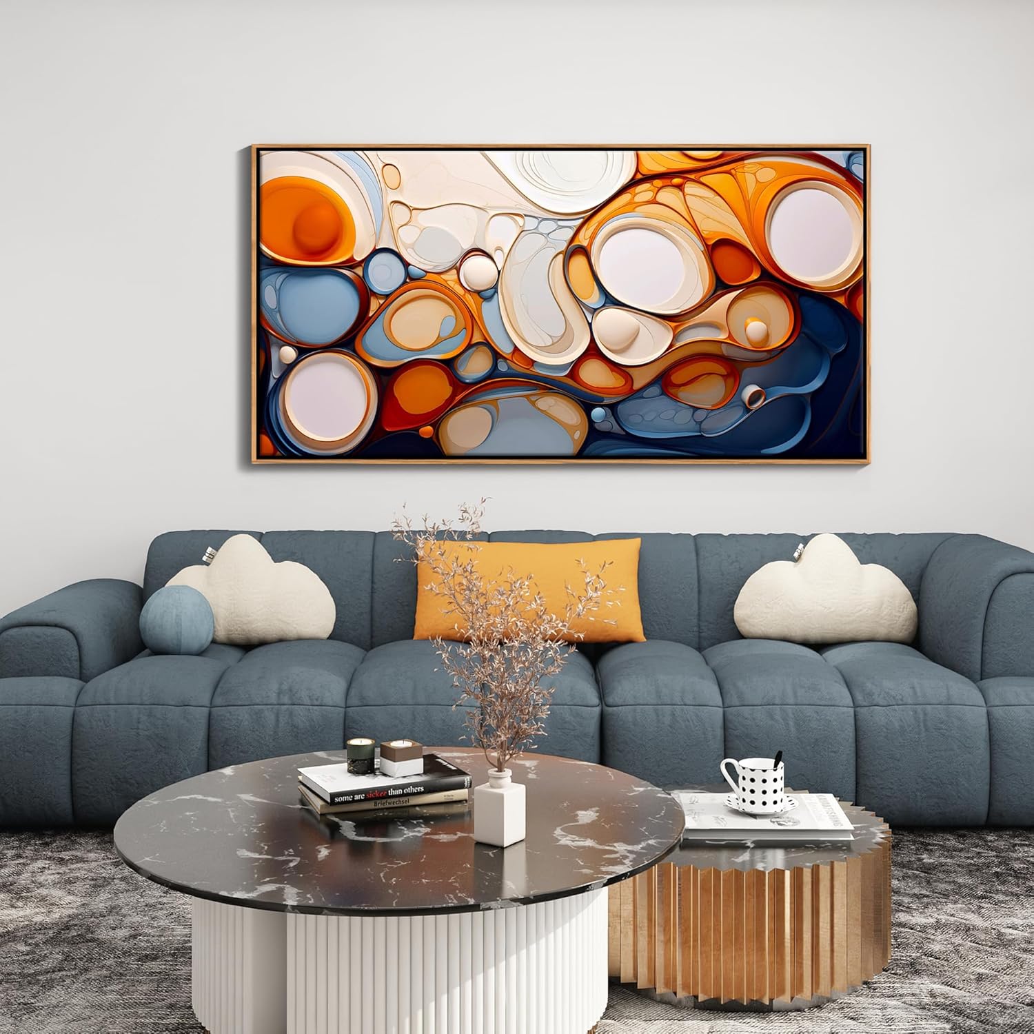 Large Framed Wall Art Living Room Wall Decor Framed Abstract Canvas Wall Art Bedroom Wall Decor Above Bed Office Decorations for Work Modern Artwork Wood Frame