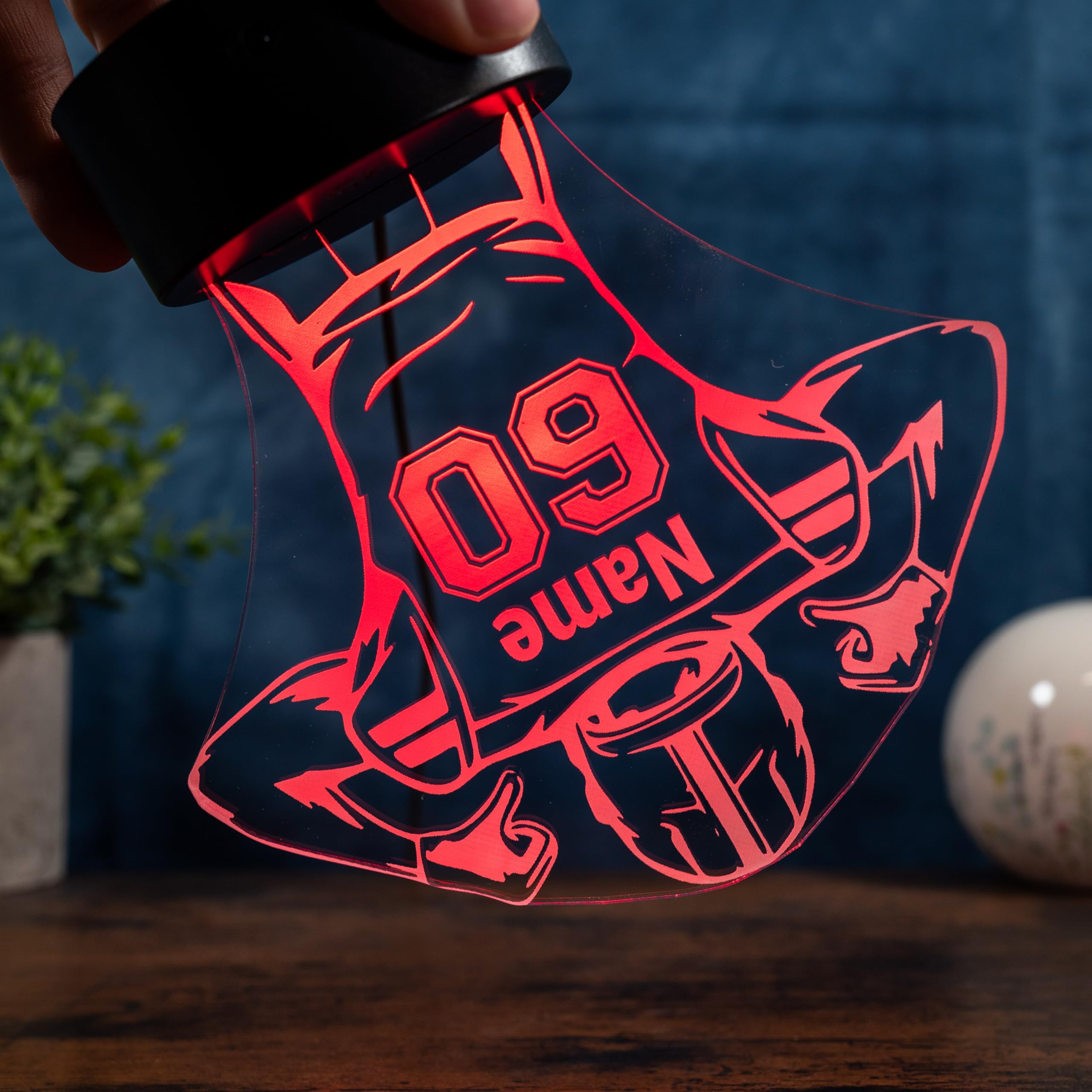 Football Lampe personalisiert – American Football Spieler Geschenk mit Name & Nummer, LED Nachtlicht Football, Sport Geschenk Spieler, Kinderzimmer Deko Licht