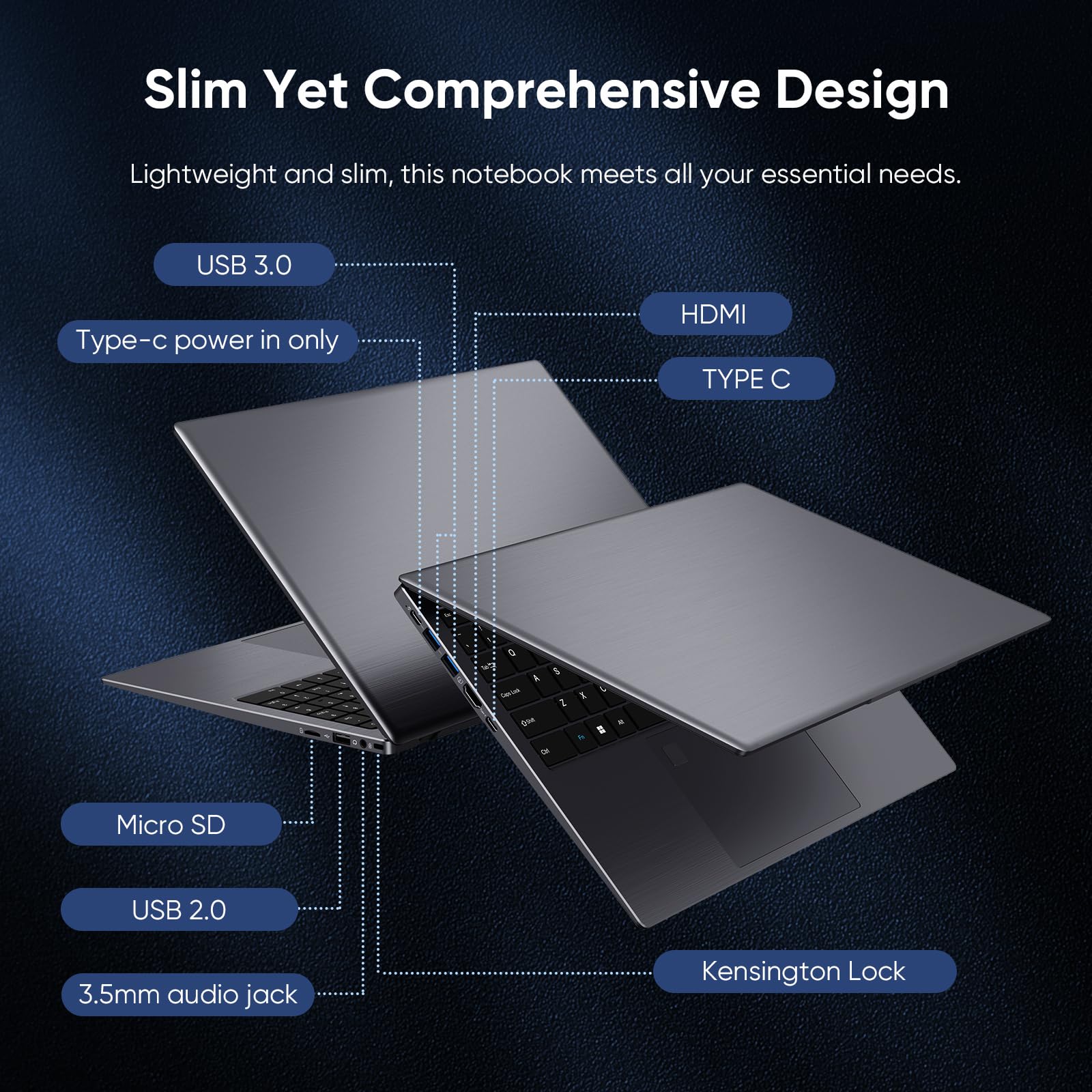 Coolby 15.6inch Laptop, 12GB RAM/256GB SSD, 1920x1080 IPS Display, Intel N95(Beats N5095) Quad Core Laptop Computer, Support Fingerprint, WiFi 5, BT — view 4