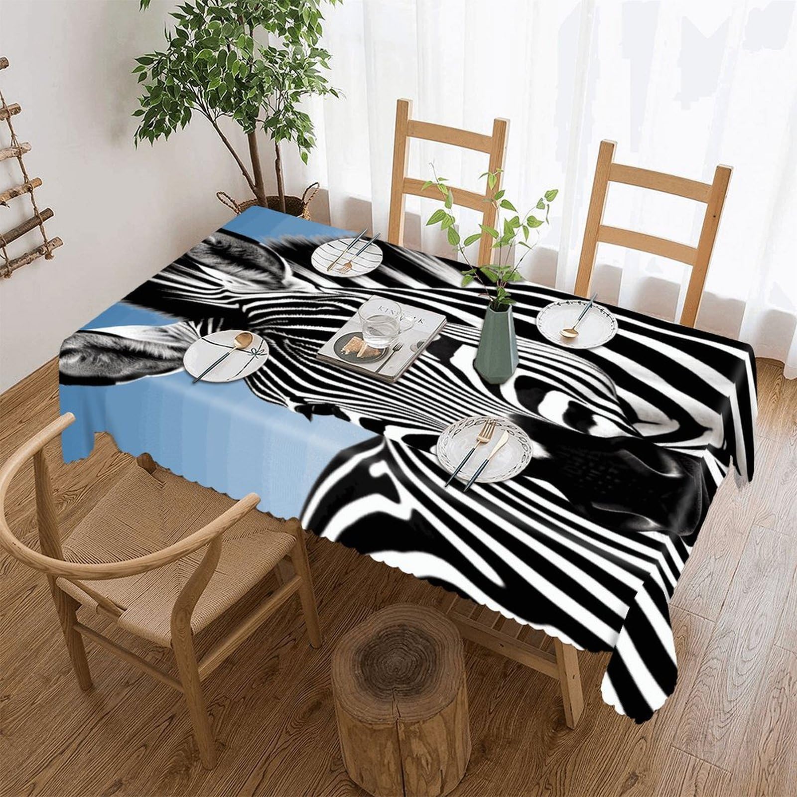 FekiLoot Zebra Tablecloths for Rectangle Tables Wipeable Spillproof Polyester Table Cloth Wrinkle Free Farmhouse Dining Tables Cover Elegant Vintage Decor Tablecover