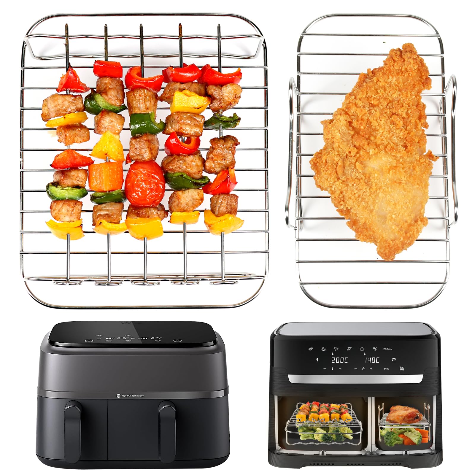 Heißluftfritteuse Zubehör - 2 Silikon Waffelformen Für Philips 3000 Serie & Tefal Dual Fry