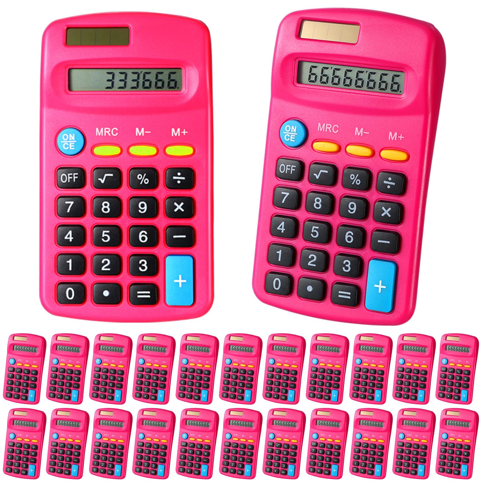 Copkim 24 calcolatrici di base per studenti, piccole calcolatrici tascabili, mini calcolatrici a doppia alimentazione, display a 8 cifre, calcolatrici da tavolo per scuola, scrivania e casa (rosso