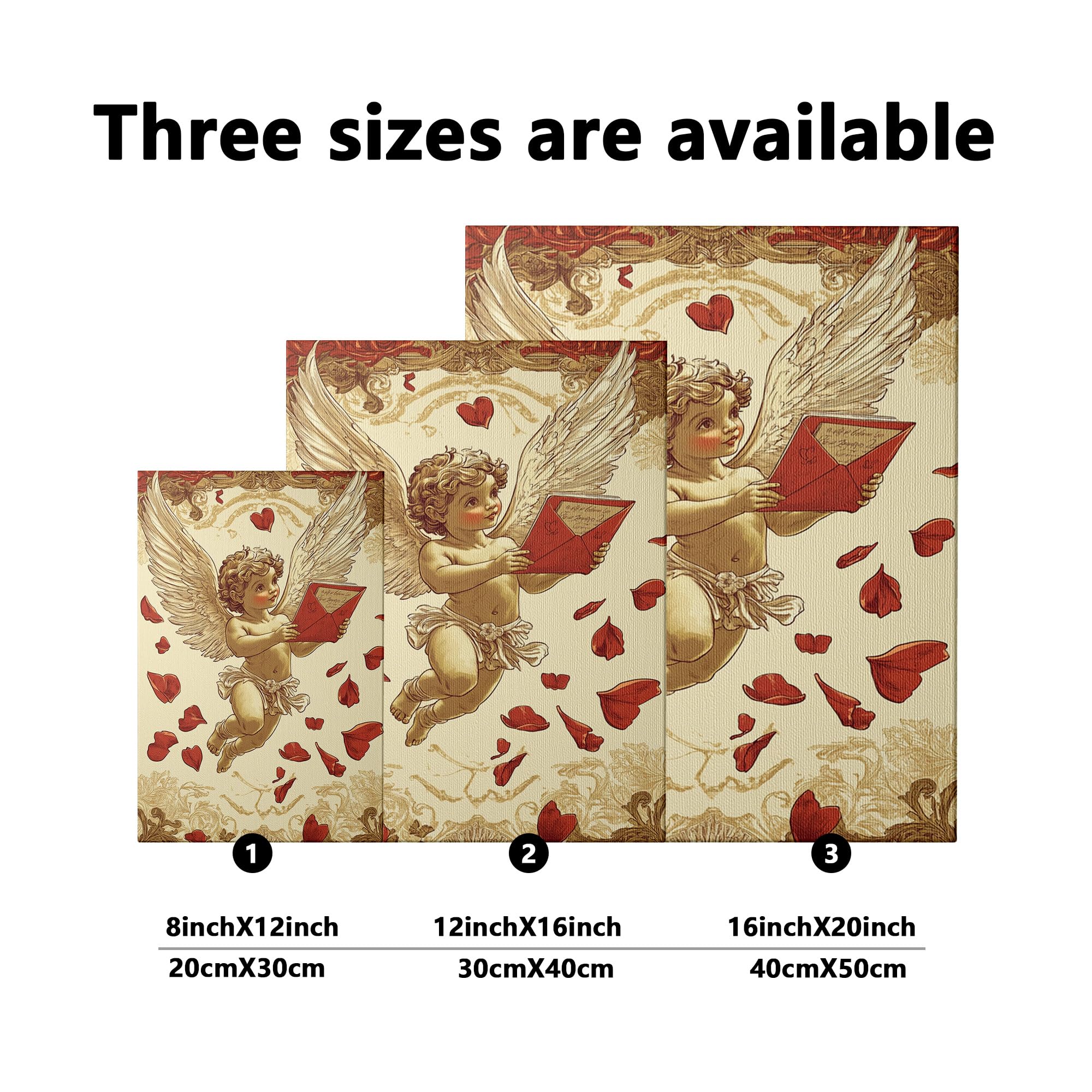 Amazon.com: Cherub Heart Canvas Wall Art, Red Romance Angels Love