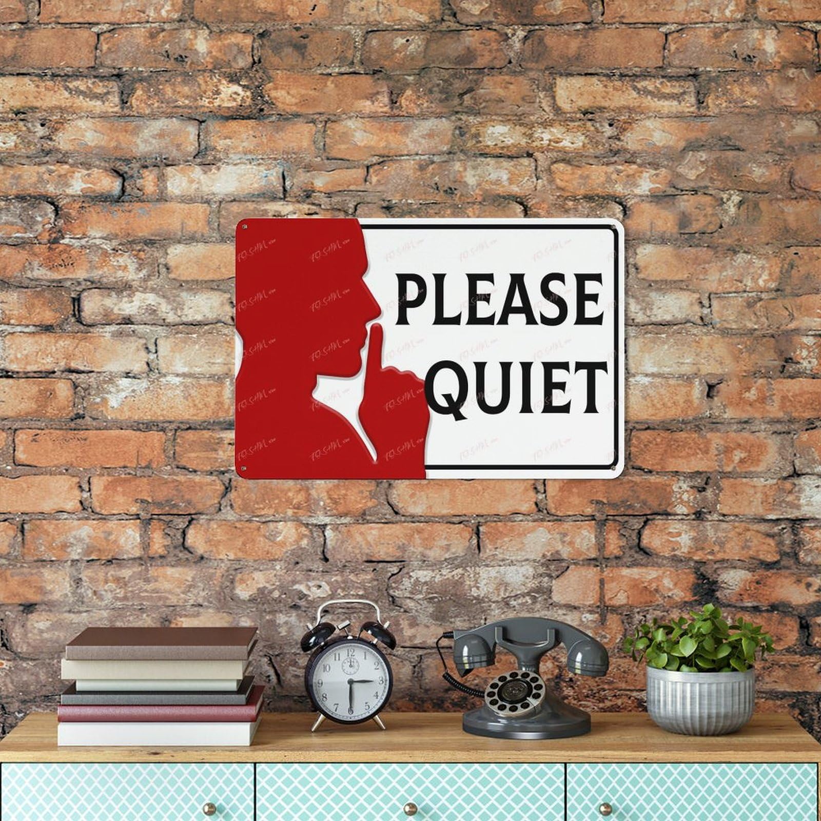 Amazon.co.jp: FOSHIN レトロ ブリキ看板 Quiet Please Shh With