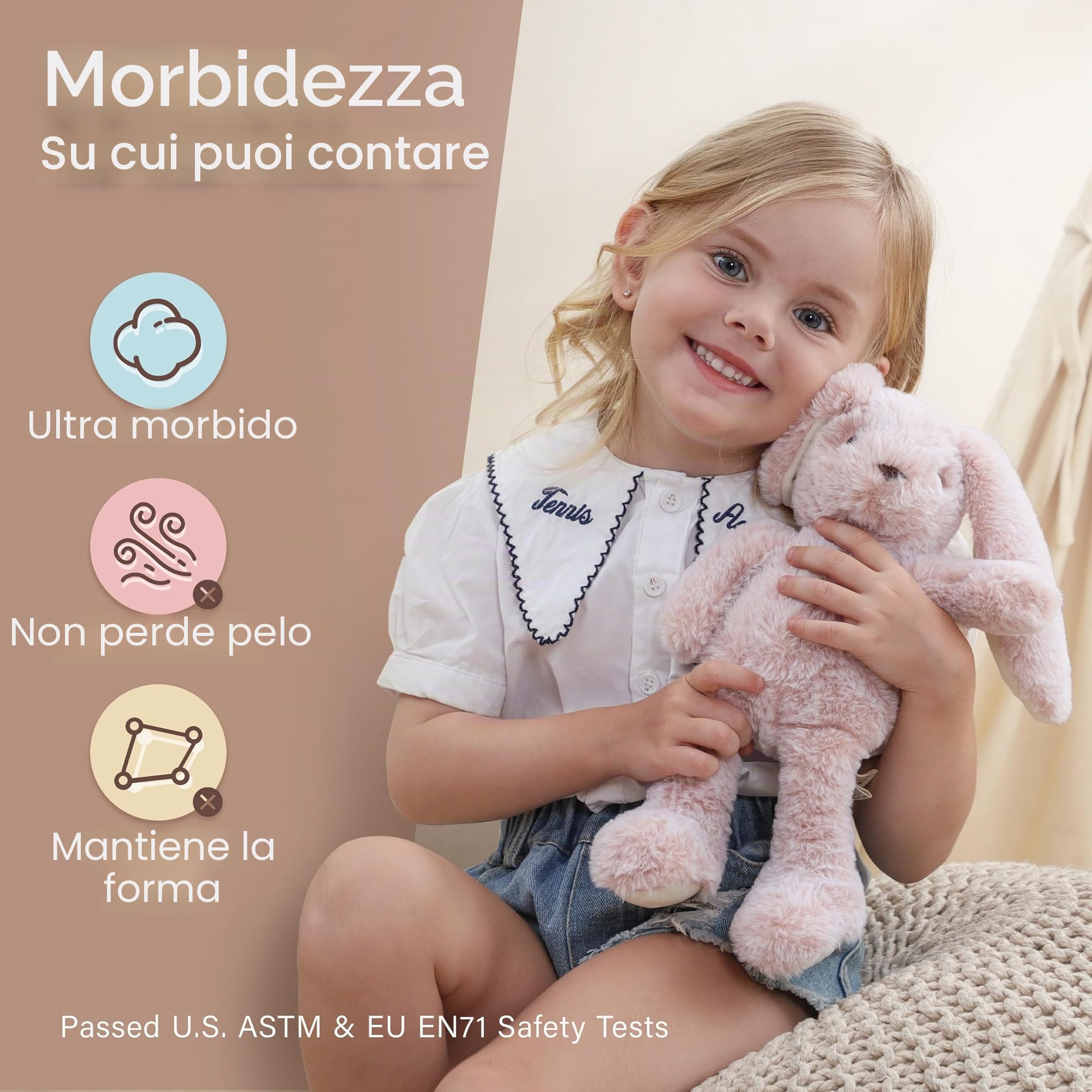 Moonkie Hug & Go Zainetto Bambina, Zaino Bambino Coniglio con Giochi Rimovibile, Zainetto Asilo Bambino 1 2 3 Anni, Zaini per Bambini in Peluche Morbide, per Asilo, Viaggio & Regali Bambini