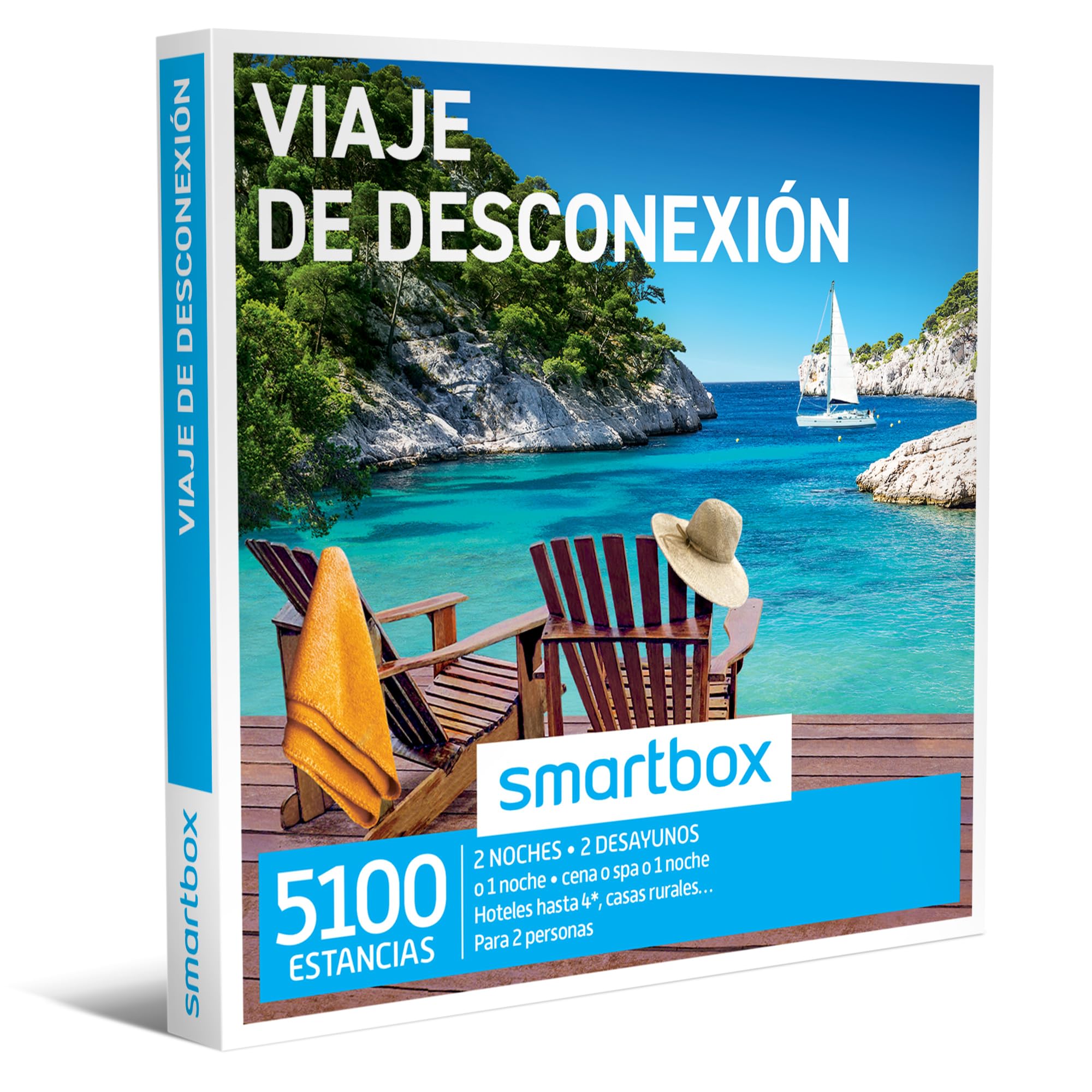 Smartbox - Caja Regalo Viaje de desconexión - Idea de Regalo para Novias - 1 Noche con Desayuno y Cena o Acceso SPA para 2 Personas