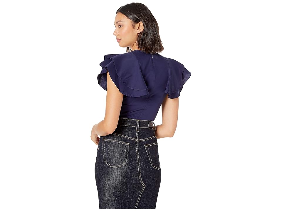 

Bebe Cara Tiered Ruffle Bodysuit (Peacoat) Women's Jumpsuit & Rompers One Piece, Blue