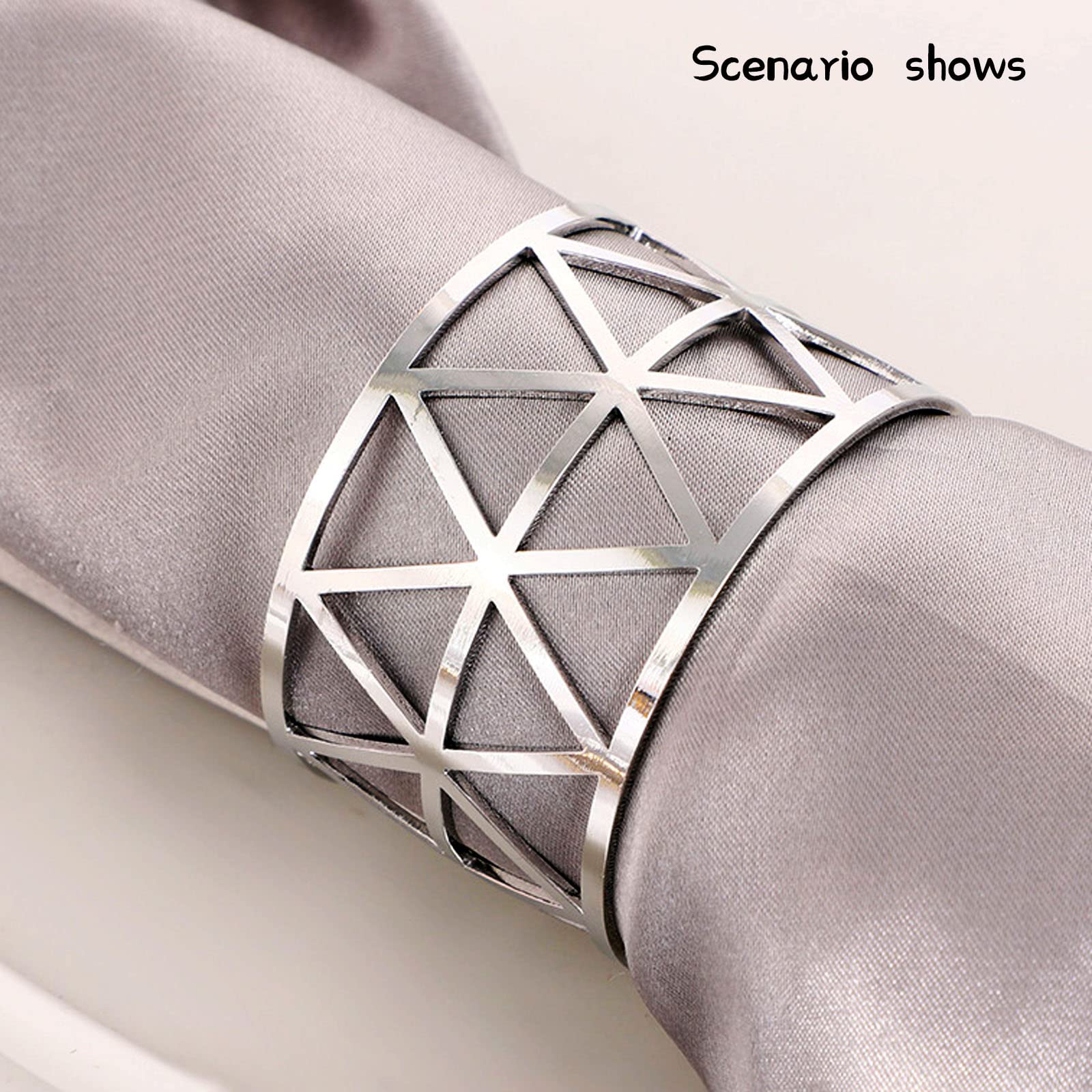 Rond De Serviette Métal Argenté - Forme Triangle - Vintage