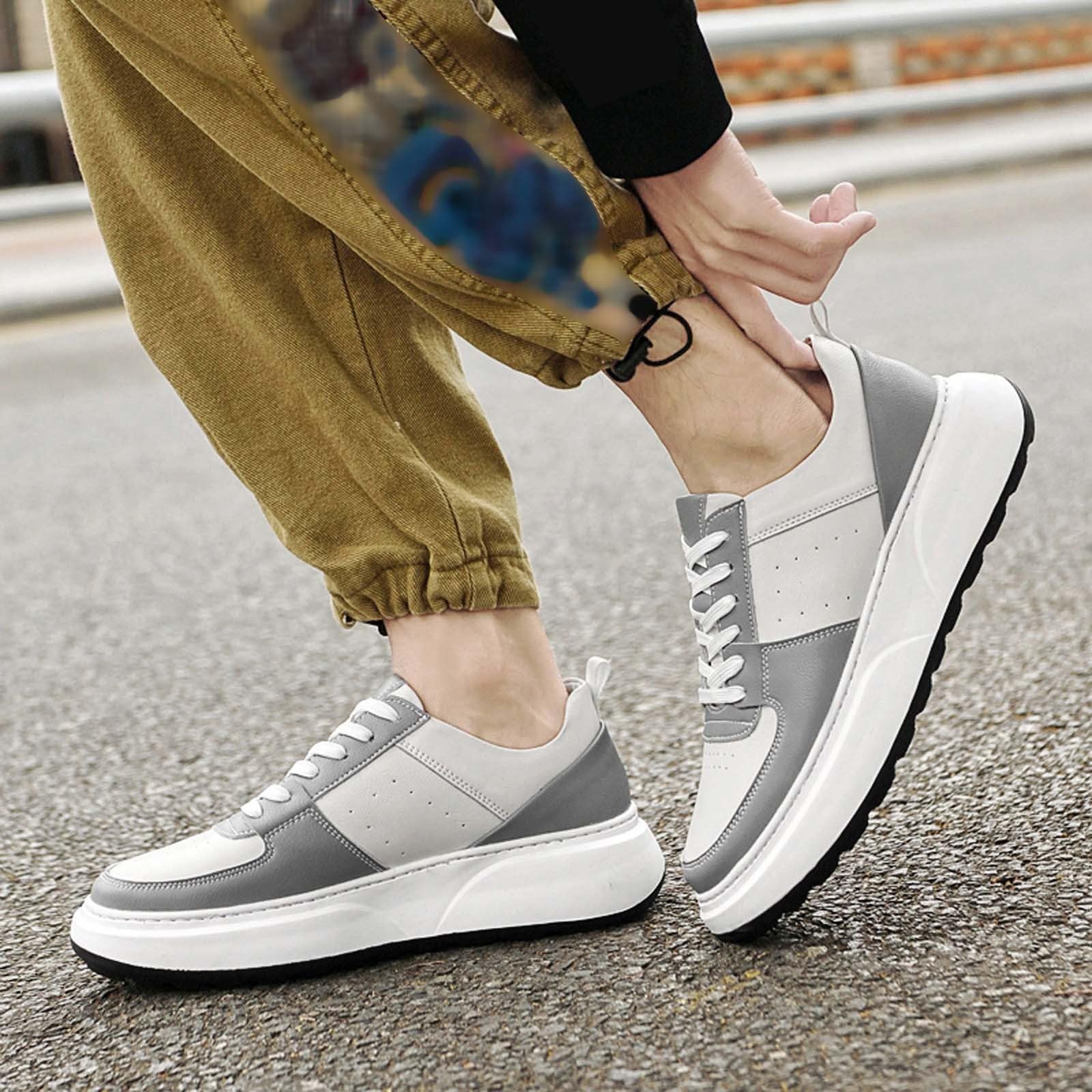 Sneakers da uomo con suola spessa per il tempo libero, comode con lacci traspiranti, sneakers da passeggio antiscivolo
