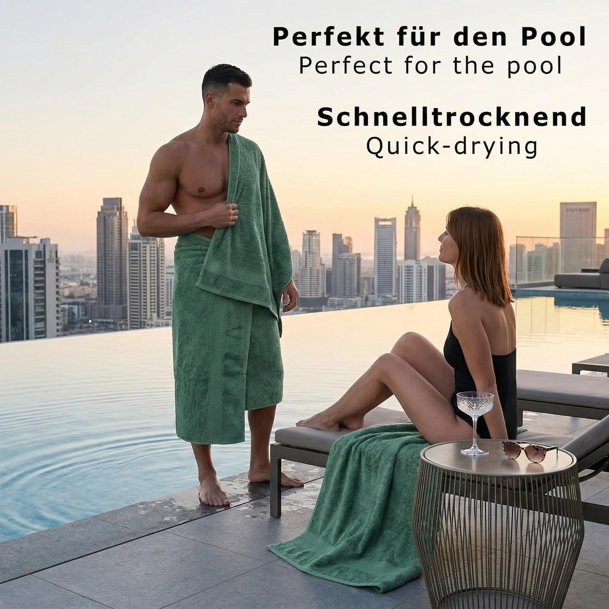 Betz 2 Stück Duschtücher Premium – großes Frottee Duschtuch 70x140 cm aus 100% Baumwolle – saugstark & weich – hochwertiges, pflegeleichtes Handtuch für Damen & Herren Farbe tannengrün