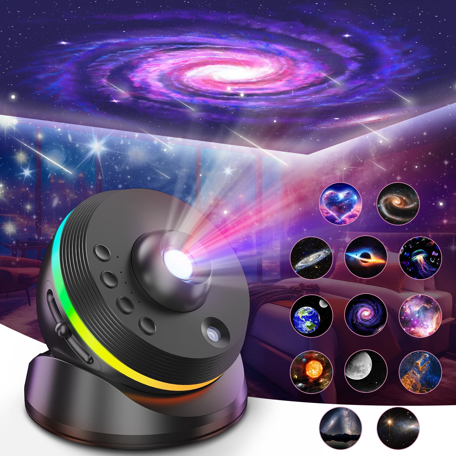[6th Generation Upgrade] Planetarium Galaxy Projector, 13 in 1 Starlight Projector Starry Sky Sleep Night Light, Dynamic Meteor, 360° Rotating Nebula, 4K HD & Large Projection Bedroom Decor, Kids