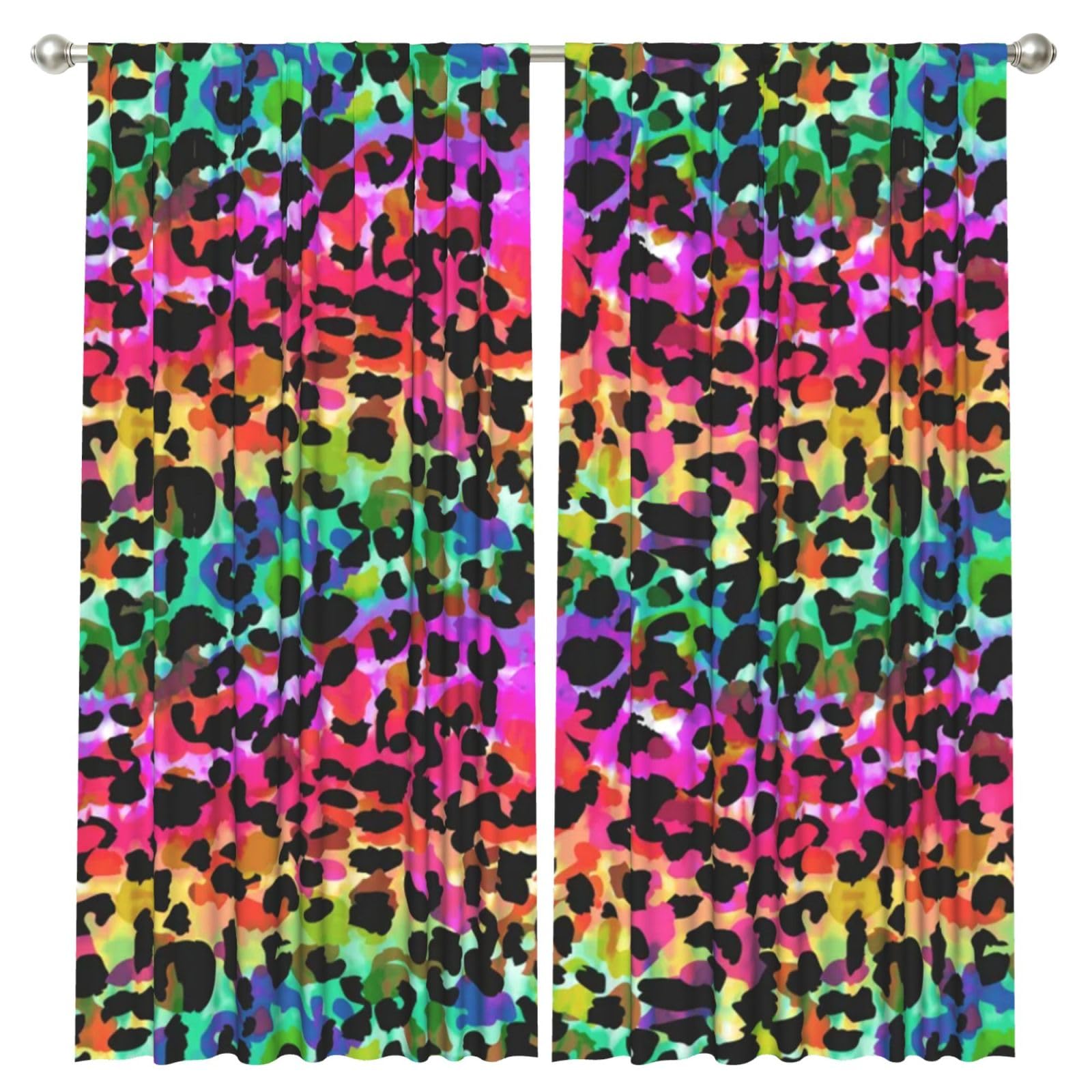 InOmak Bright Animals Watercolor, 2 Panels Window Curtains 52 x 84 Inch Blackout Curtains for Living Room Bedroom