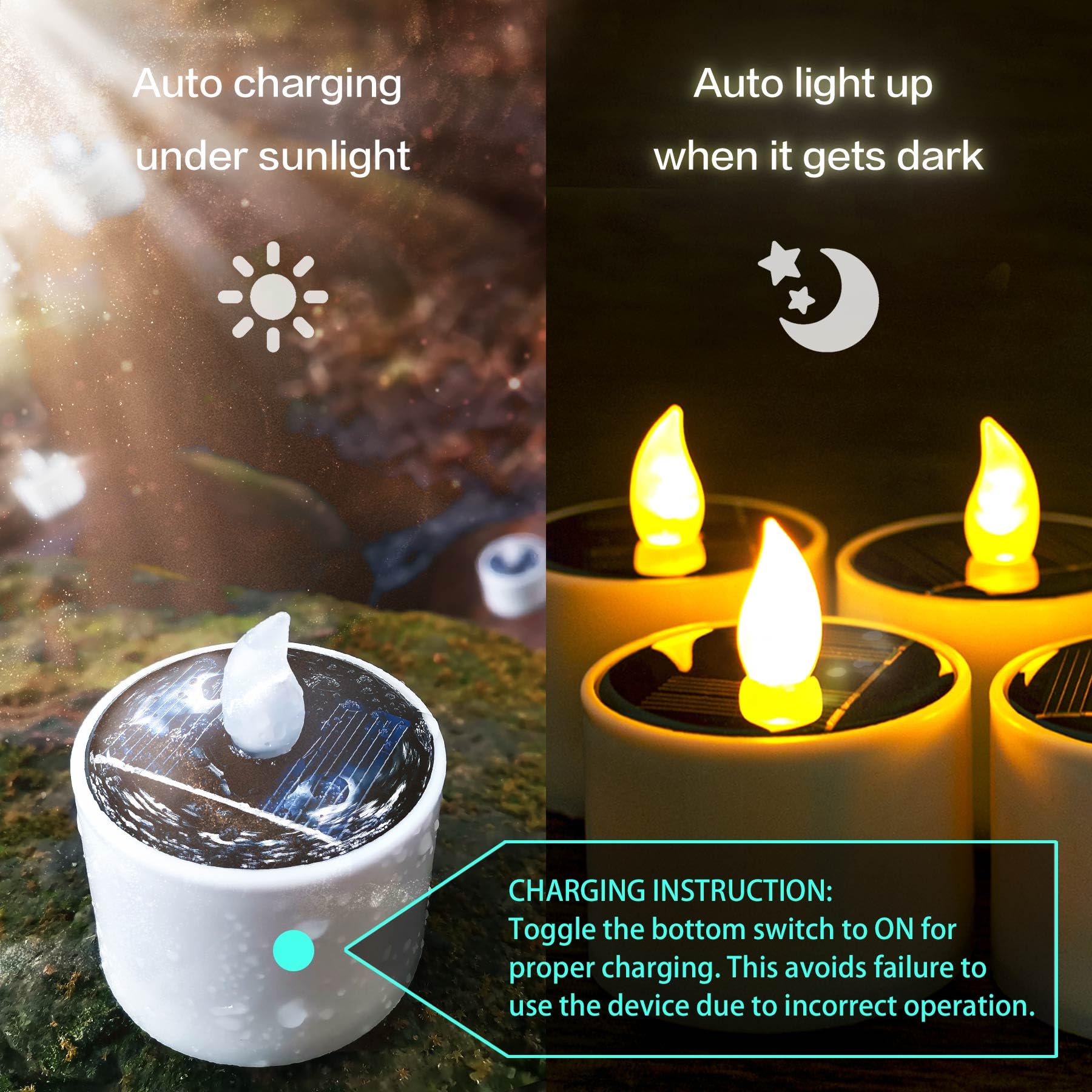 CANDLE CHOICE Candele LED A Batteria Impermeabili 2 Pezzi - 7,6x12,7cm Con Timer E Fiamma Tremolante Per Esterno E Interno - 2