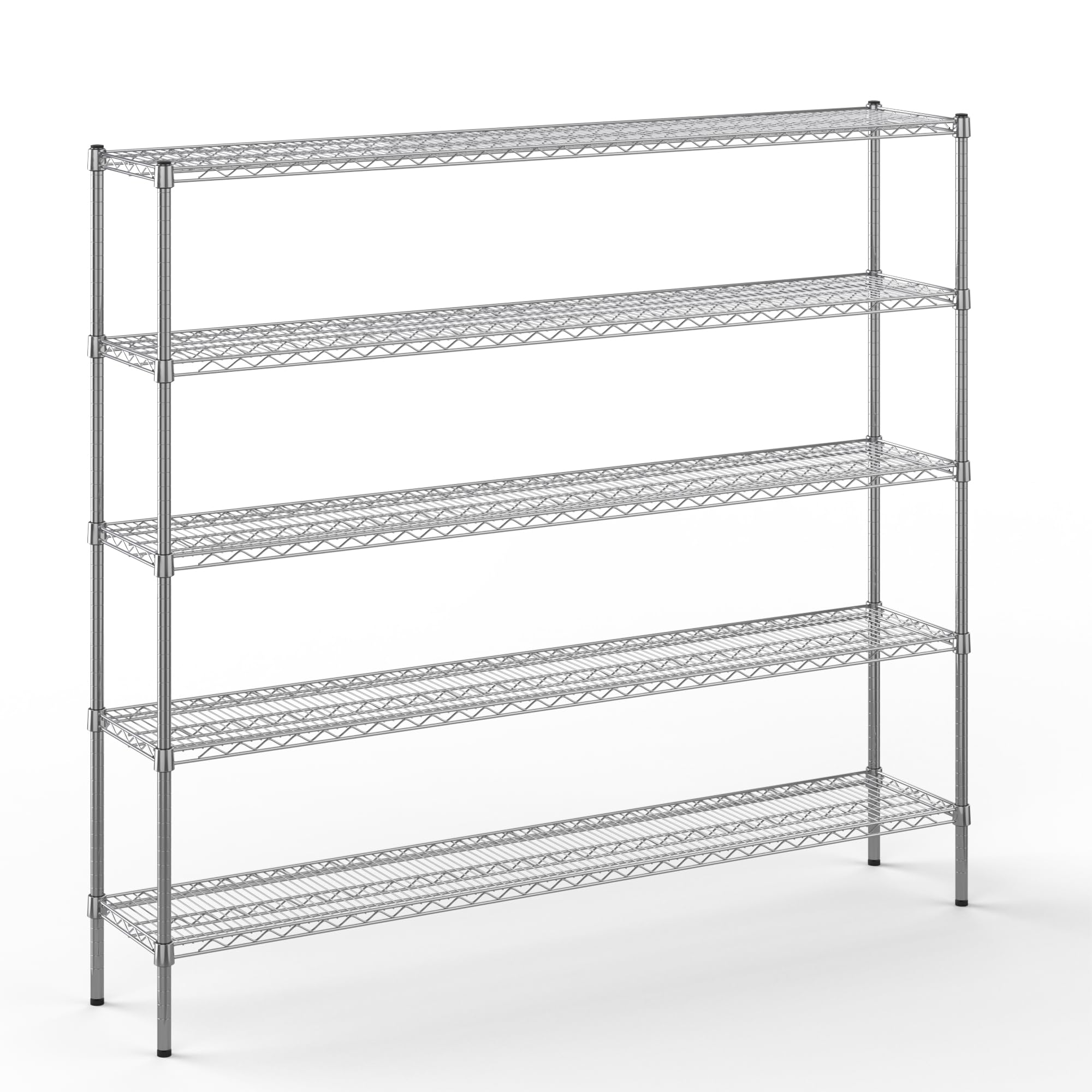 14" Deep x 72" Wide x 64" Height Wire Shelving Kit | 5-Tier | NSF Commercial Storage Rack Unit