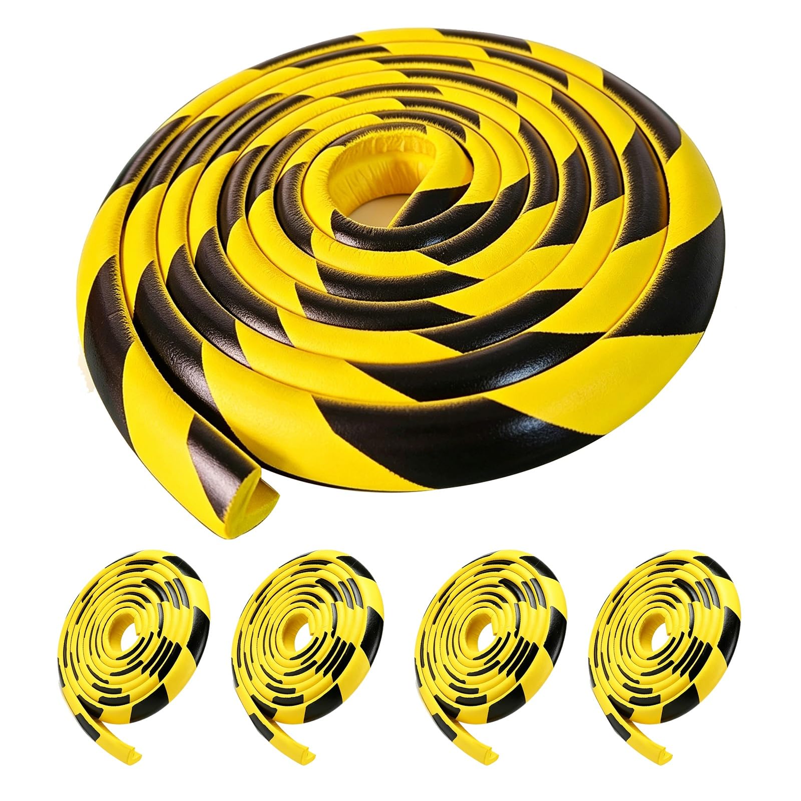 5-Pack L-Shaped Corner Guards, Yellow Black Heavy Duty Safety Foam Bumpers, Self-Adhesive Wall Edge Protectors for Warehouse, Garage, Factory & Loading Dock