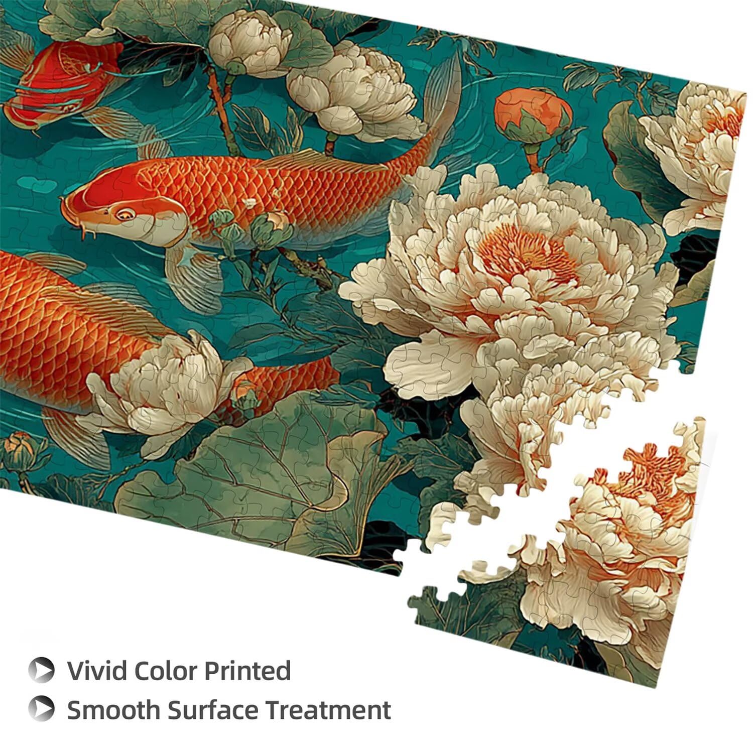 Puzzle para Adultos 1692 Piezas, Koi de peonía Puzzle, Difícil, Desafiante, Rompecabezas Encajan Perfectamente, Letras en la Parte Posterior, sin Polvo, Regalo para Personas Mayores (179x31cm) v-731