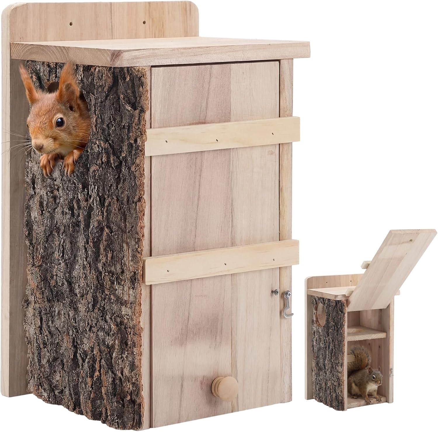 1 Pcs Large Squirrel Nesting Box Squirrel House for Outside Nesting Hanging Handcraft Thick Wood Winter Chipmunk Outdoor Shelter Garden Yard Support Local Wildlife Easy Install