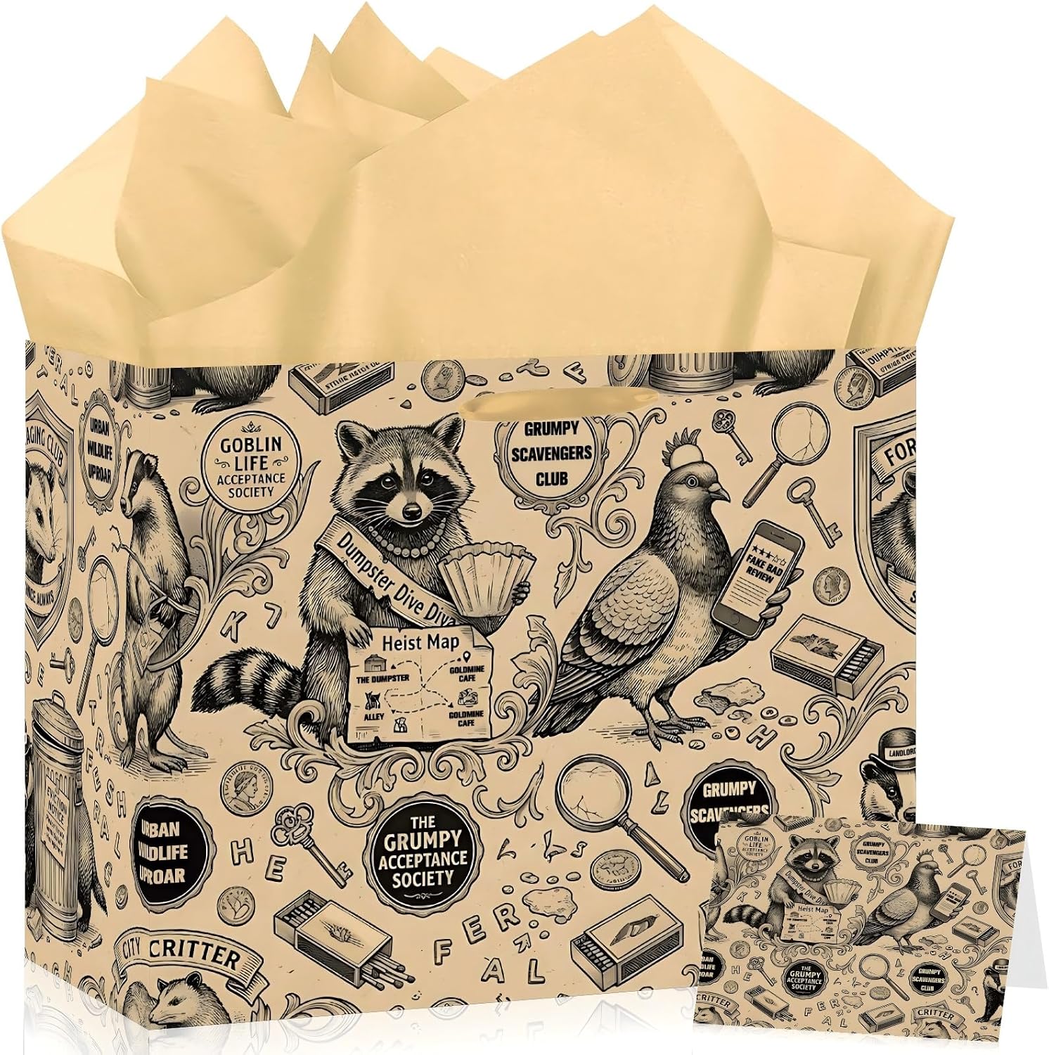 Raccoon Gift Bag Decorations Funny Animal Birthday Wrapping Paper