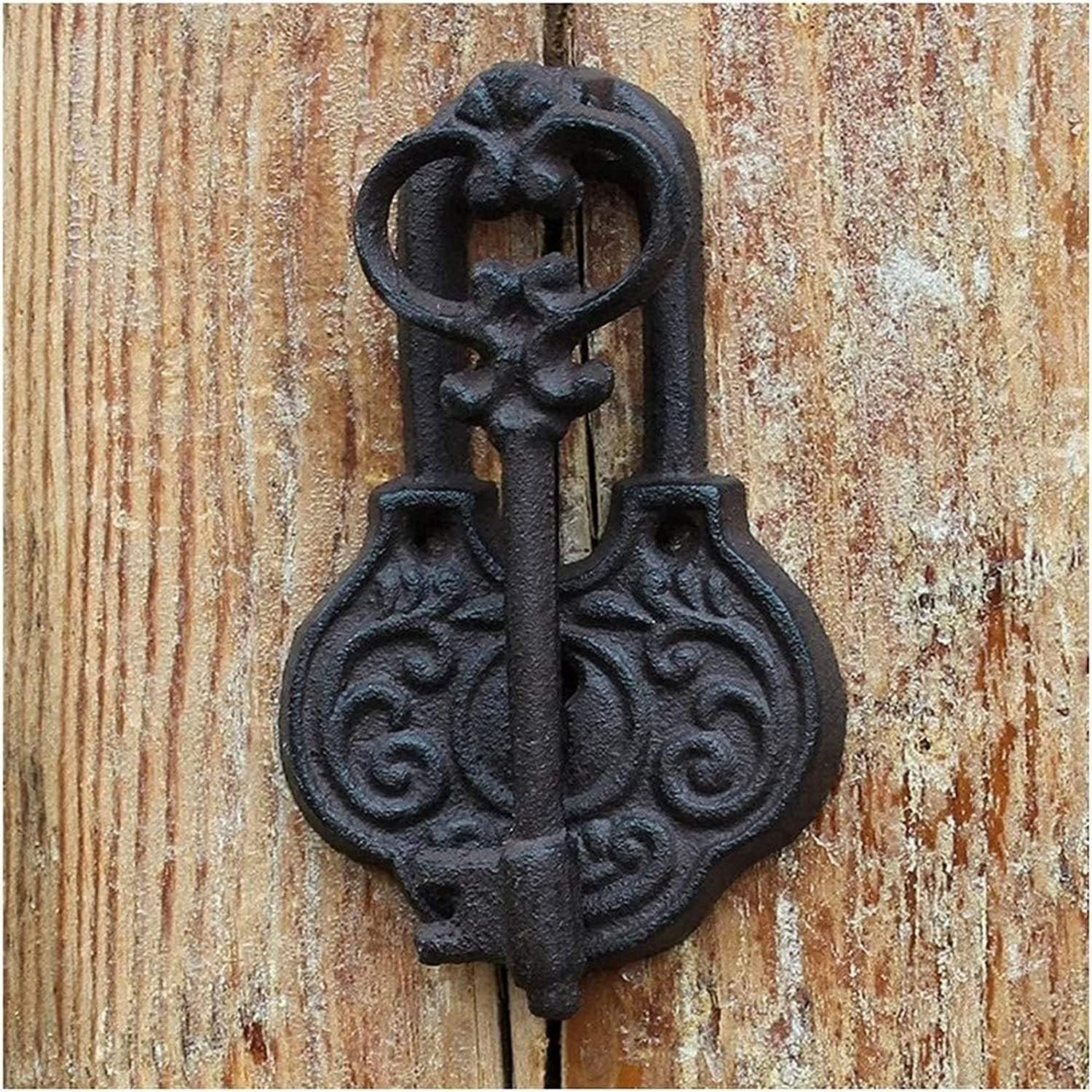 Door Knocker Hand Ring Cast Iron Crafts Vintage Knocker Garden Home Door Handle Wall Decoration Ancient Key Door Knocker