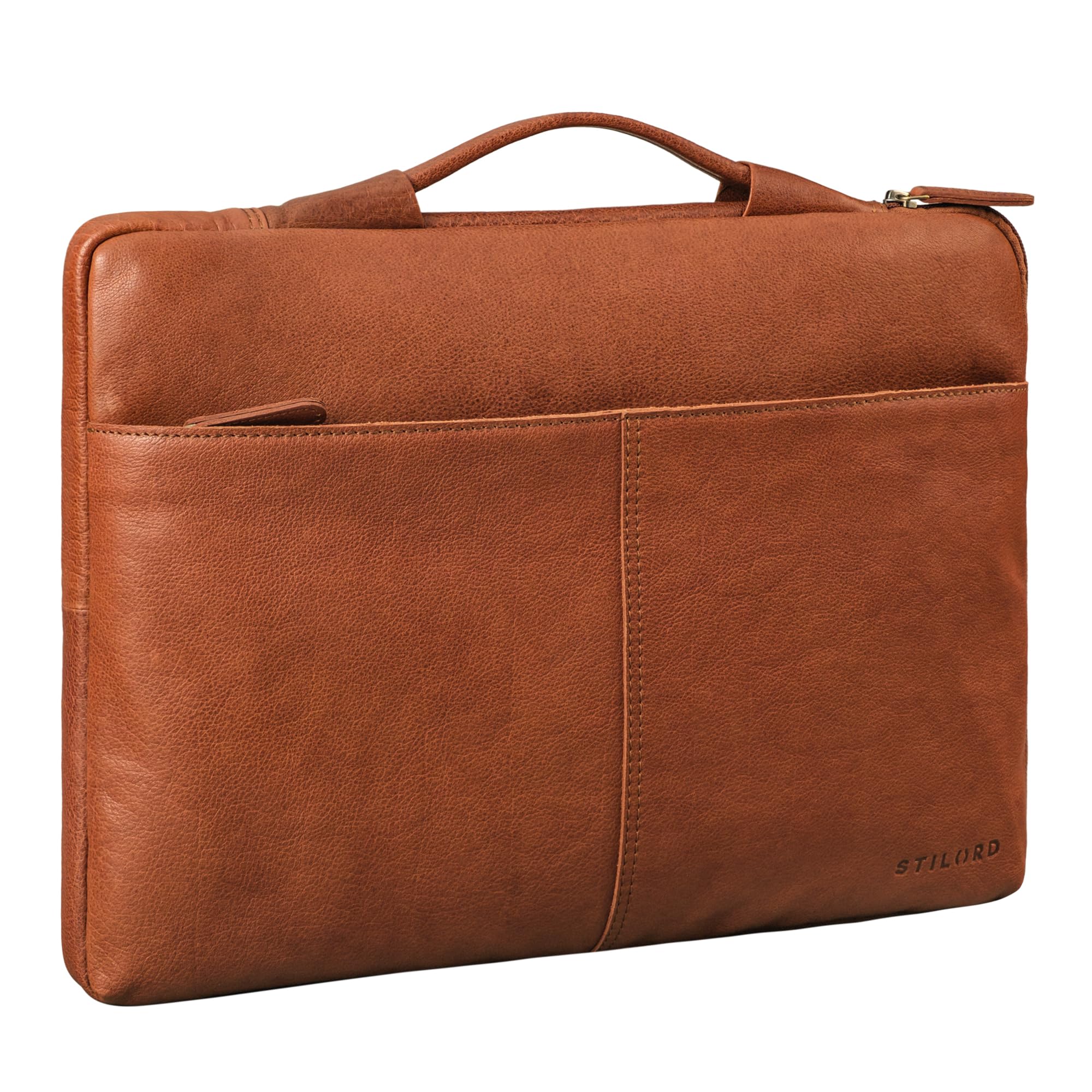 STILORD Kit 15.6 Pulgadas Maletín para Portátil Maletín de Cuero Hombres Cuero Genuino Laptop Case Piel Premium Bolsa para Portátiles Hombre Color:maraska - marrón