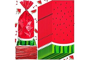 Gersoniel 100 Pieces Watermelon Party Favor Bags (Red)