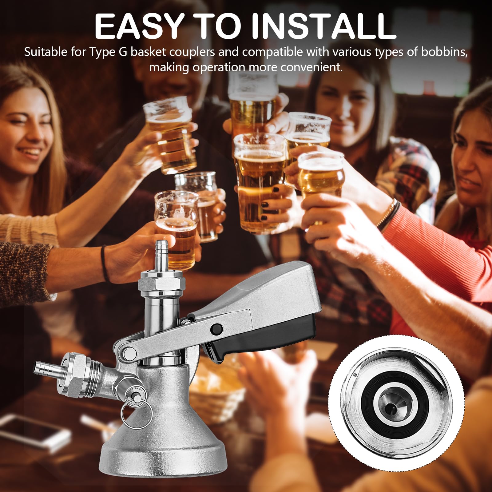 Coupleur De Fût Type G, Tête De Soutirage G5/8 Avec Soupape De Sécurité, Robinet En Acier Inoxydable 304 Pour Système De Tirage, Connecteur Pour Fûts Compatible Bière, Vin Et Boissons Gazeuses