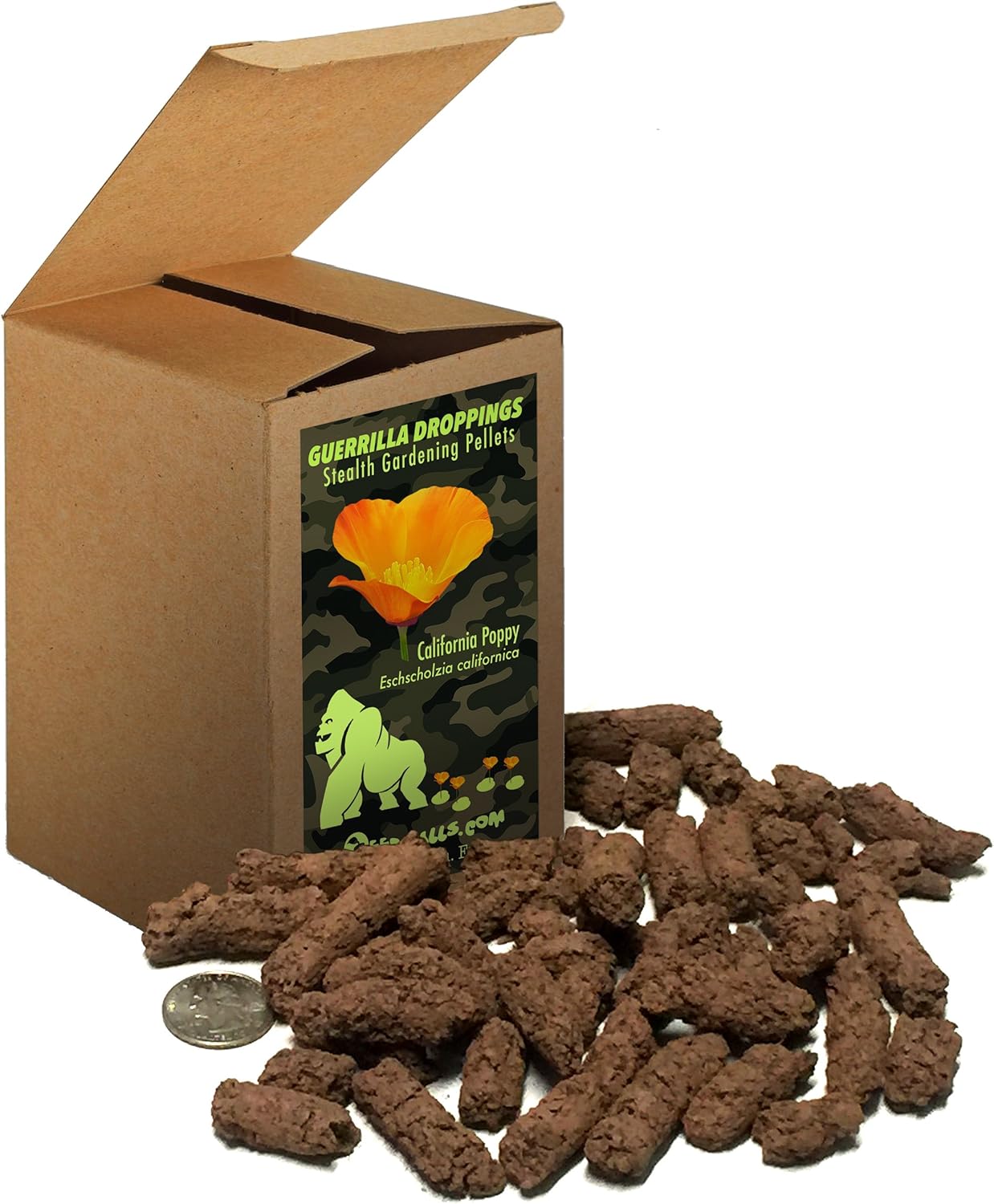 California Poppy Guerrilla Droppings Seed Pellets for