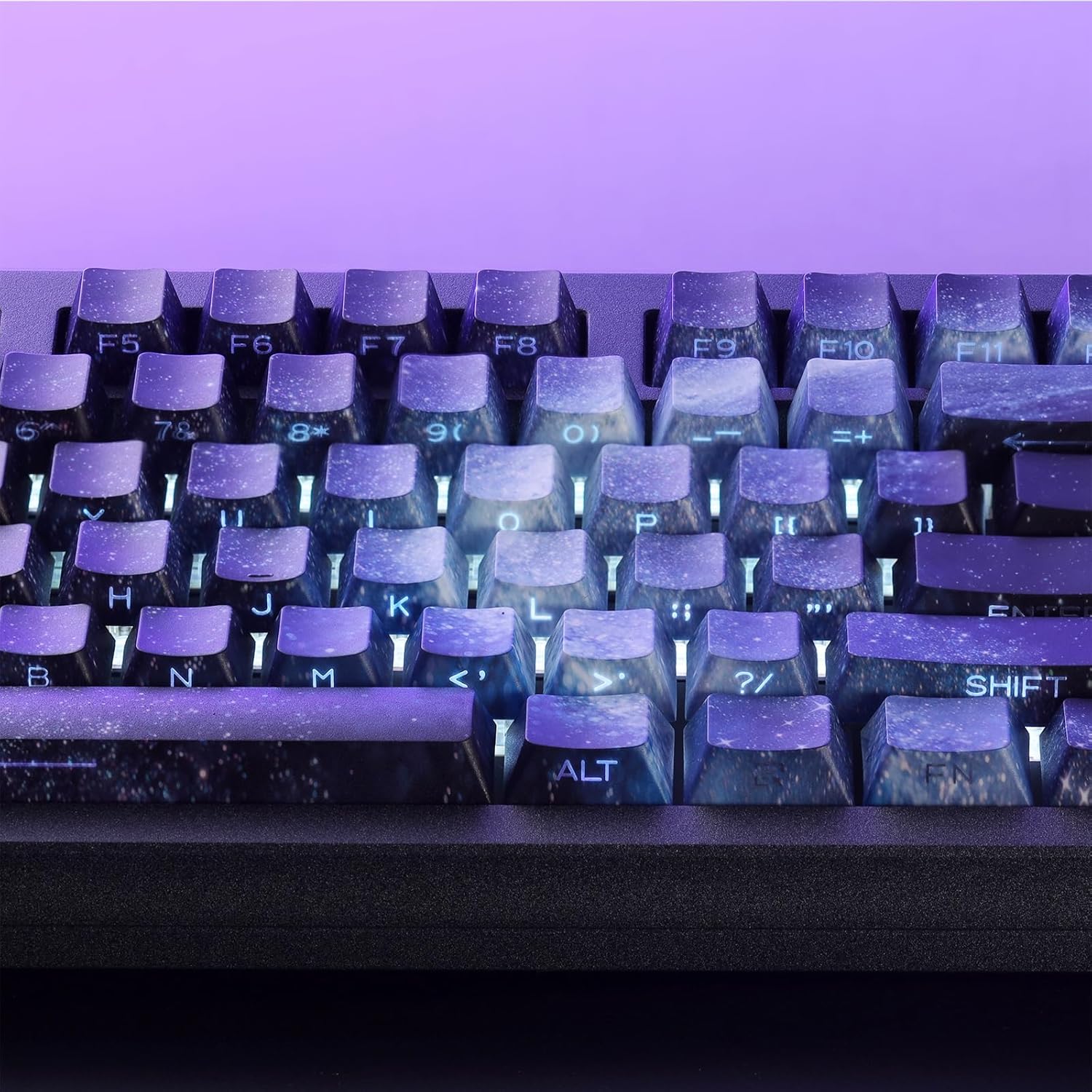 Black and Blue Shine Through Key Caps, Side Print Cherry Profile PBT Keycaps, Custom Dye Sublimation Key Caps for Mechanical Gaming Keyboard, 135 Keys