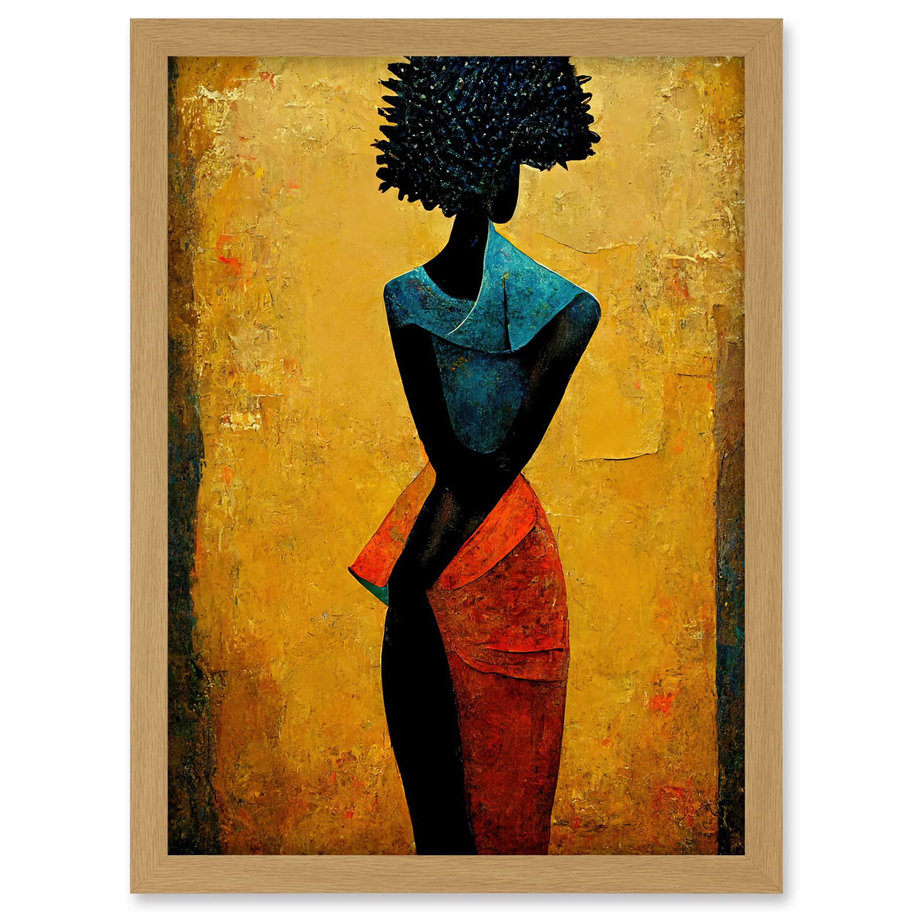 Doppelganger33 LTD Abstract Oil African Woman Artwork Framed A3 Wall Art Print