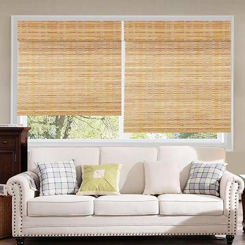 CHEFRU Cortinas romanas de bambú para ventana, roble, interiorexterior filtro de luzpersianas de madera pura disponible en Yaxa Peru