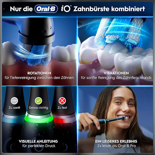 Oral-B iO Series 10 Elektrische Zahnbürste — Electric Toothbrush, Inkl. 3 Aufsteckbürsten, iOSense, Lade-Reise-Etui — 7 Putzmodi für Zahnpflege, Zahnbürste Elektrisch, Designed by Braun, Schwarz - 5