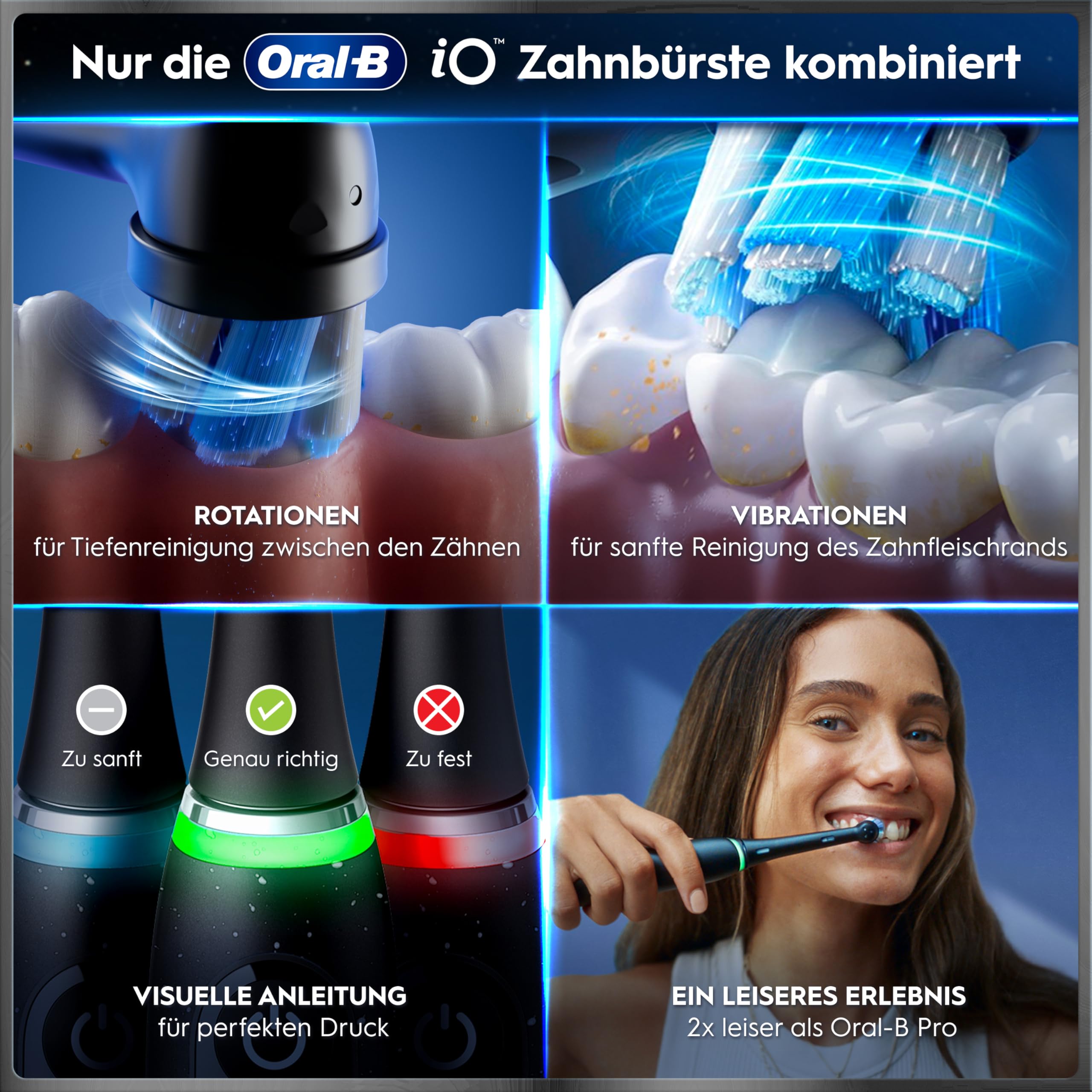 Oral-B iO Series 10 Elektrische Zahnbürste, Weiß | Inkl. 3 Aufsteckbürsten, Lade-Reise-Etui, iOSense, Electric Toothbrush mit 7 Putzmodi für Zahnpflege