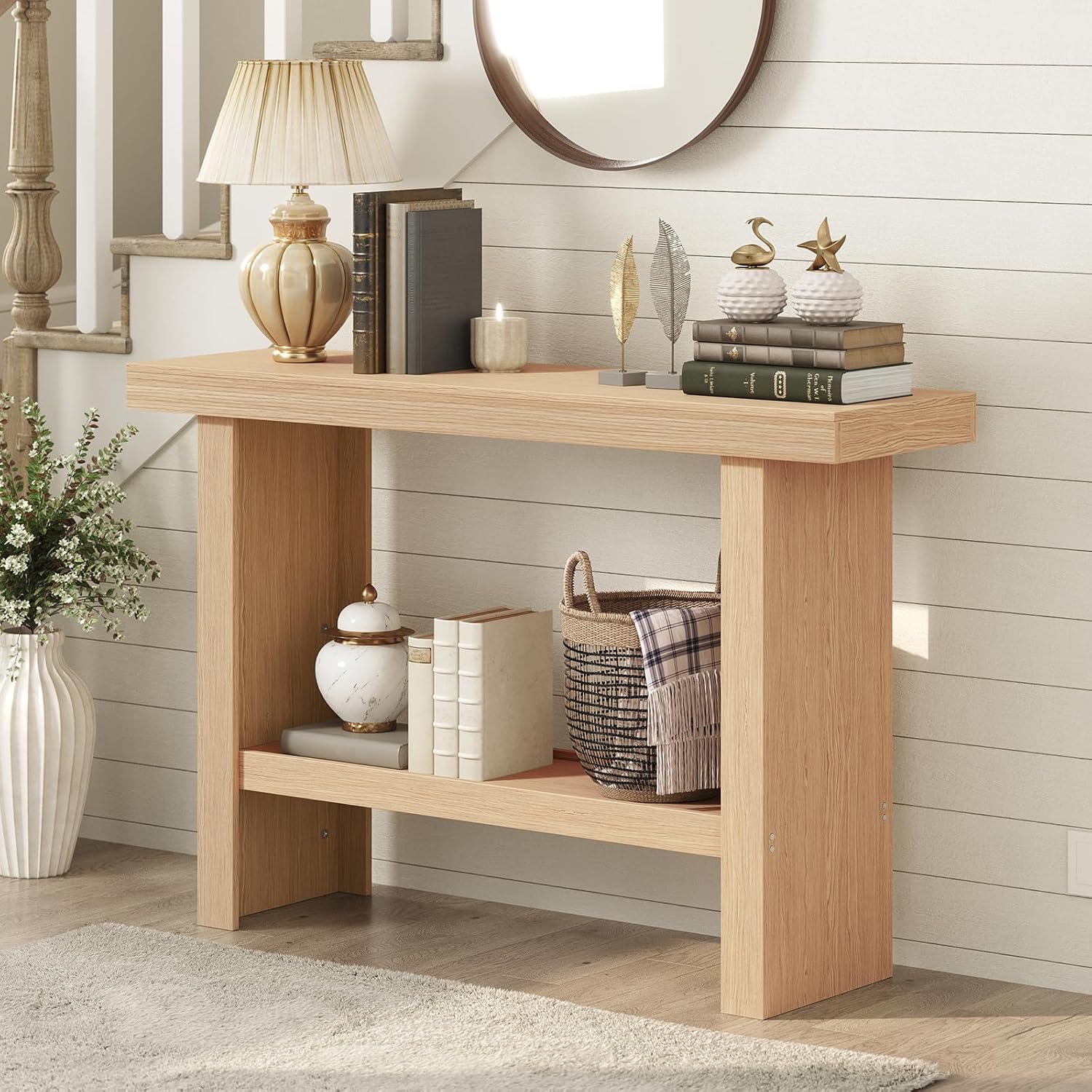 MAHANCRIS Console Table, 39.4'' Entryway Table for Hallway, Narrow Sofa Table Behind The Couch, Modern Foyer Tables for Entrance, Living Room, Corridor, Easy Assembly, Natural CTNA16801