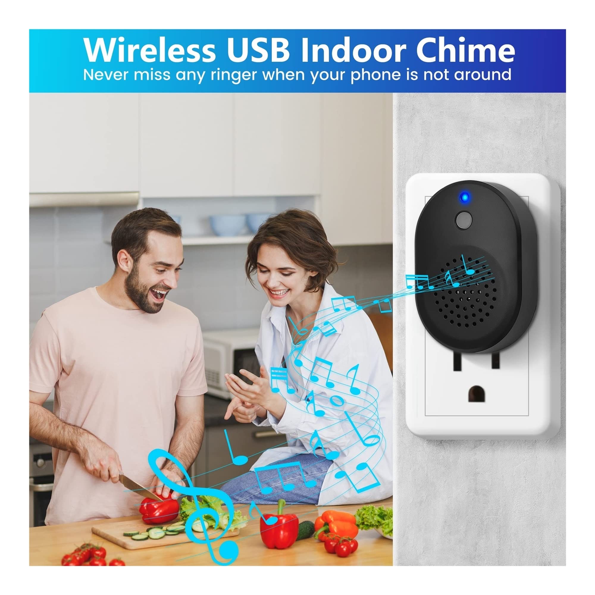 Wideodomofon, Inteligentny dom Bezprzewodowa kamera Wideodomofon Cyfrowy dzwonek do drzwi zewnętrznych Domofon HD Night Vision Ochrona bezpieczeństwa(No Battery)