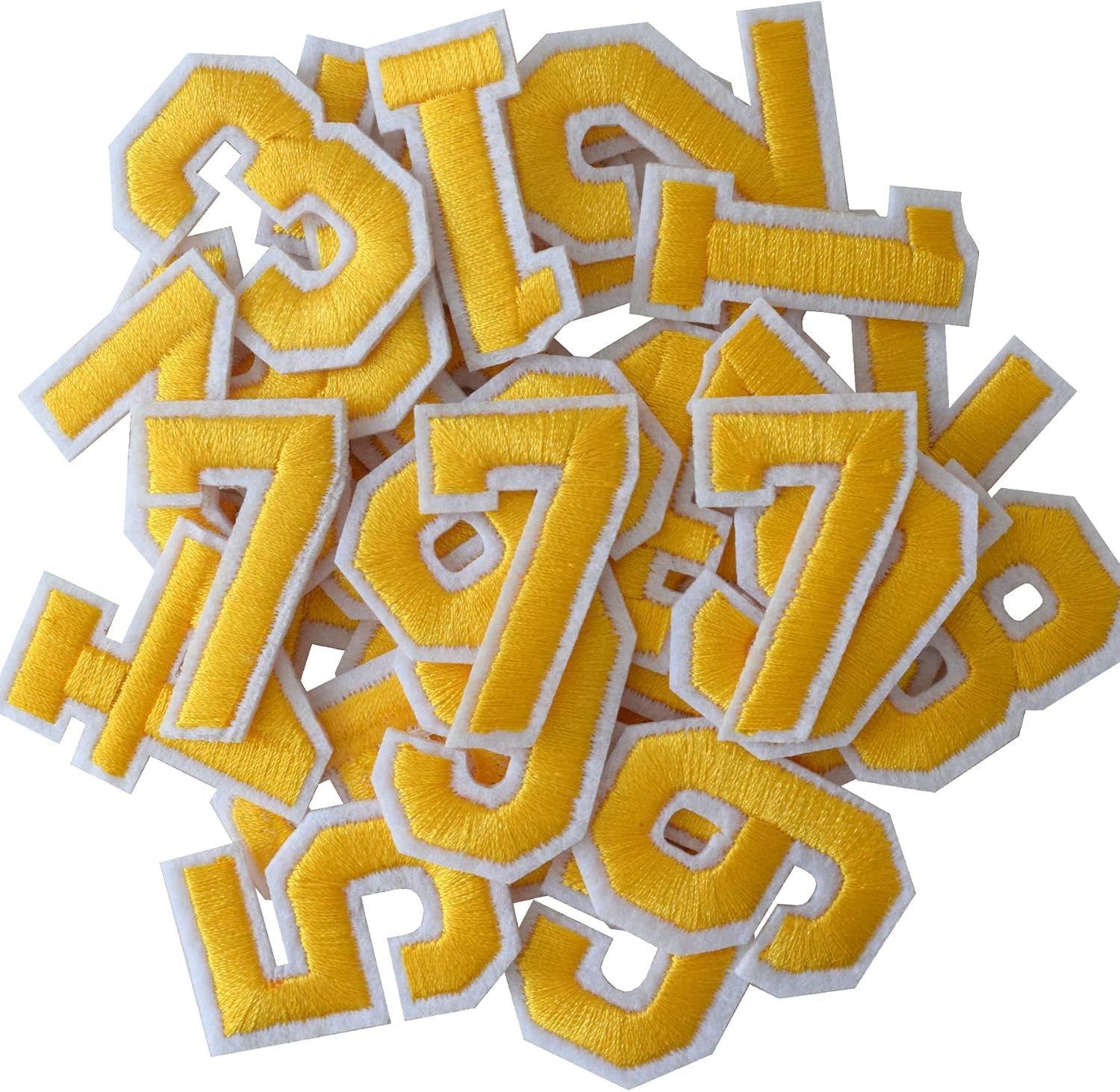 GYGYL 30 Pieces Iron on Numbers Patches, Yellow Number Patches, Numbers