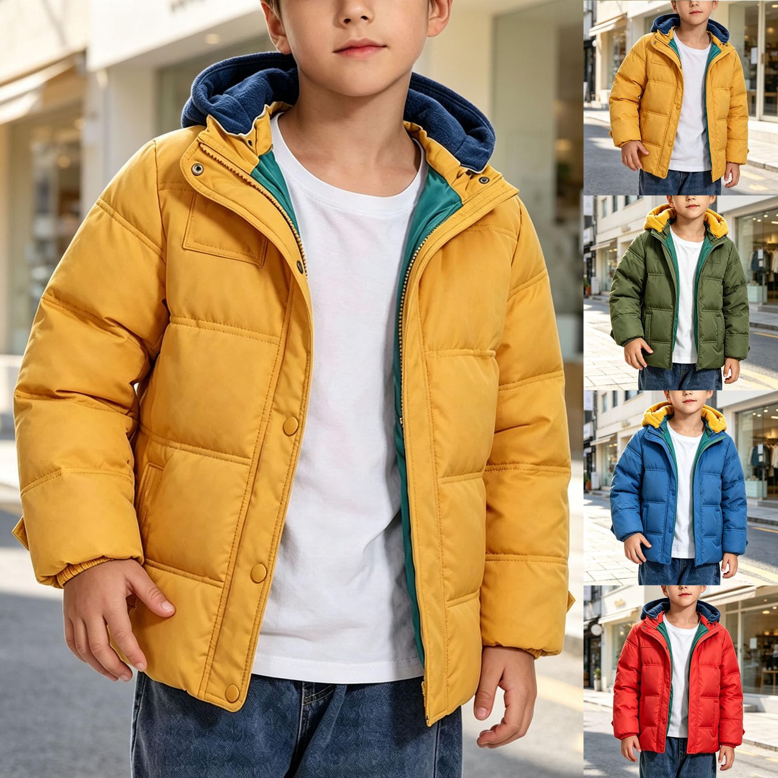 Manteau Garçon Fille Enfant Capuche Zippé Léger Chaud Isolant Élégant