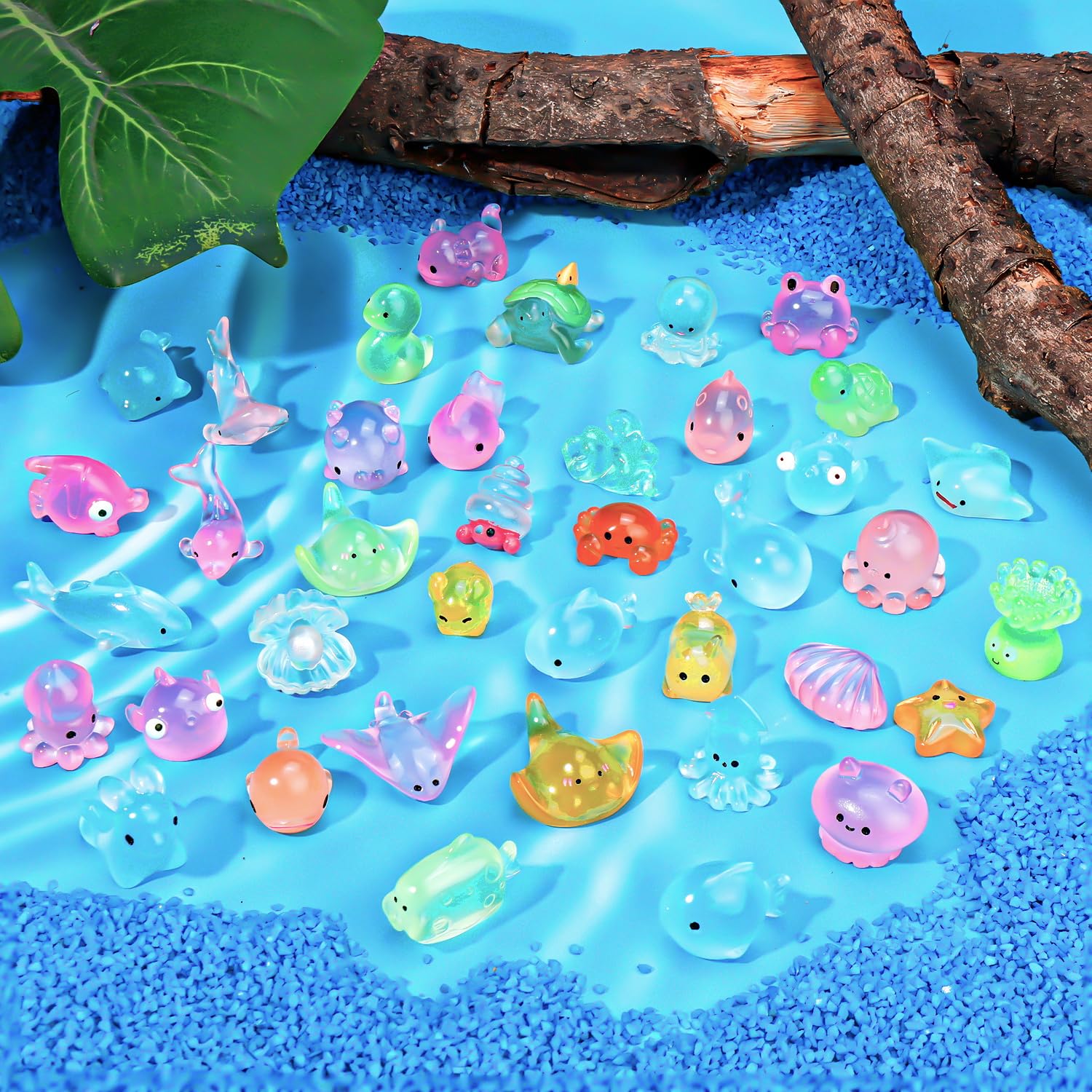 40pcs Luminous Mini Ocean Resin Animals,40 Styles Tiny Sea Animals Glow in The Dark Miniature Little Small Resin Animal Figures Bulk for Fairy Garden Micro Landscape Aquarium Dollhouse Decor - Image 3
