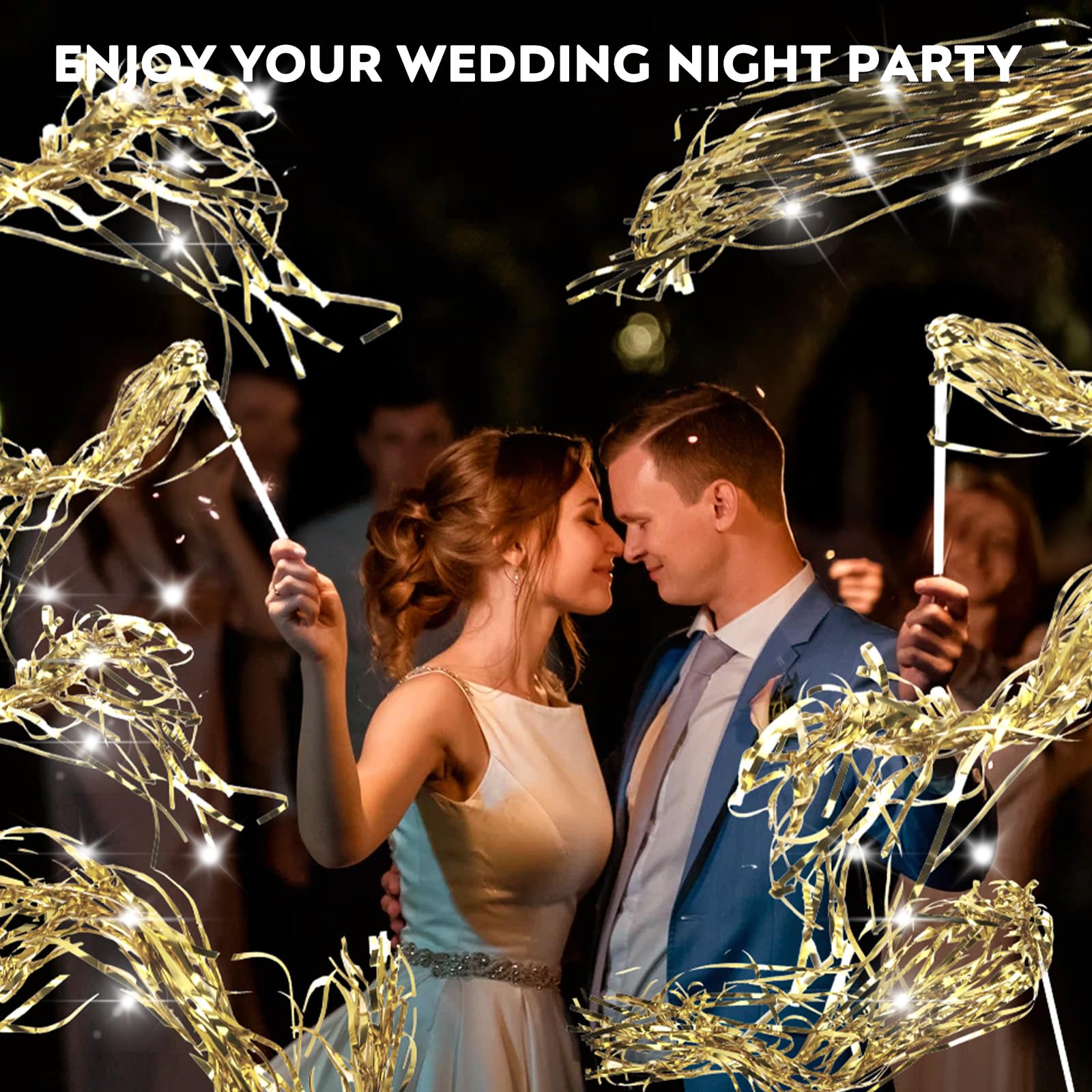 100 varitas de oropel de boda, varita iluminada para boda con LED, varita de boda con luz para envío de boda, accesorios ideales para bodas, fiestas de cumpleaños, juegos de animadoras de Navidad