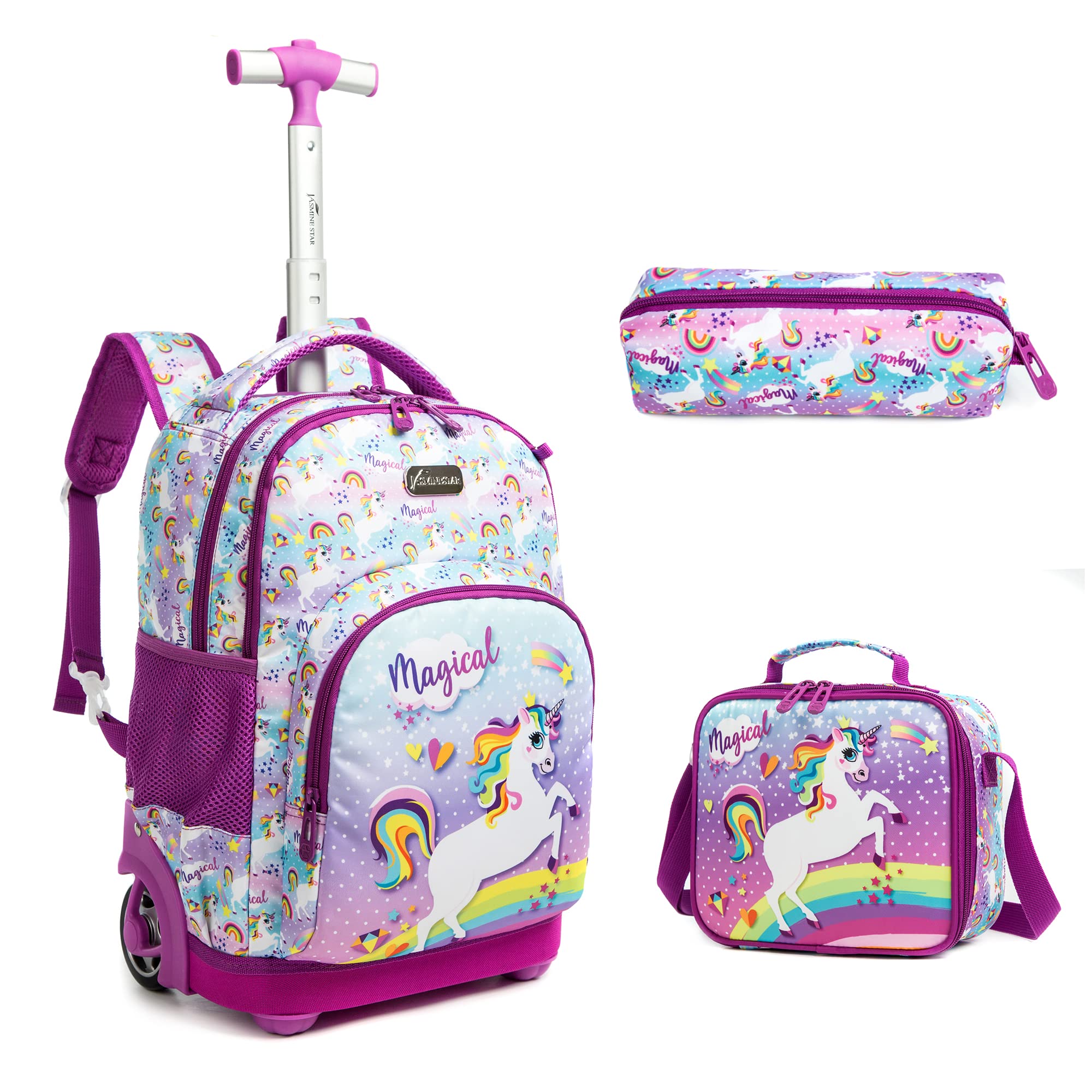 MOHCO Rolling Backpack 16 inch Kids Wheeled School Backpack Set for Boys and Girls