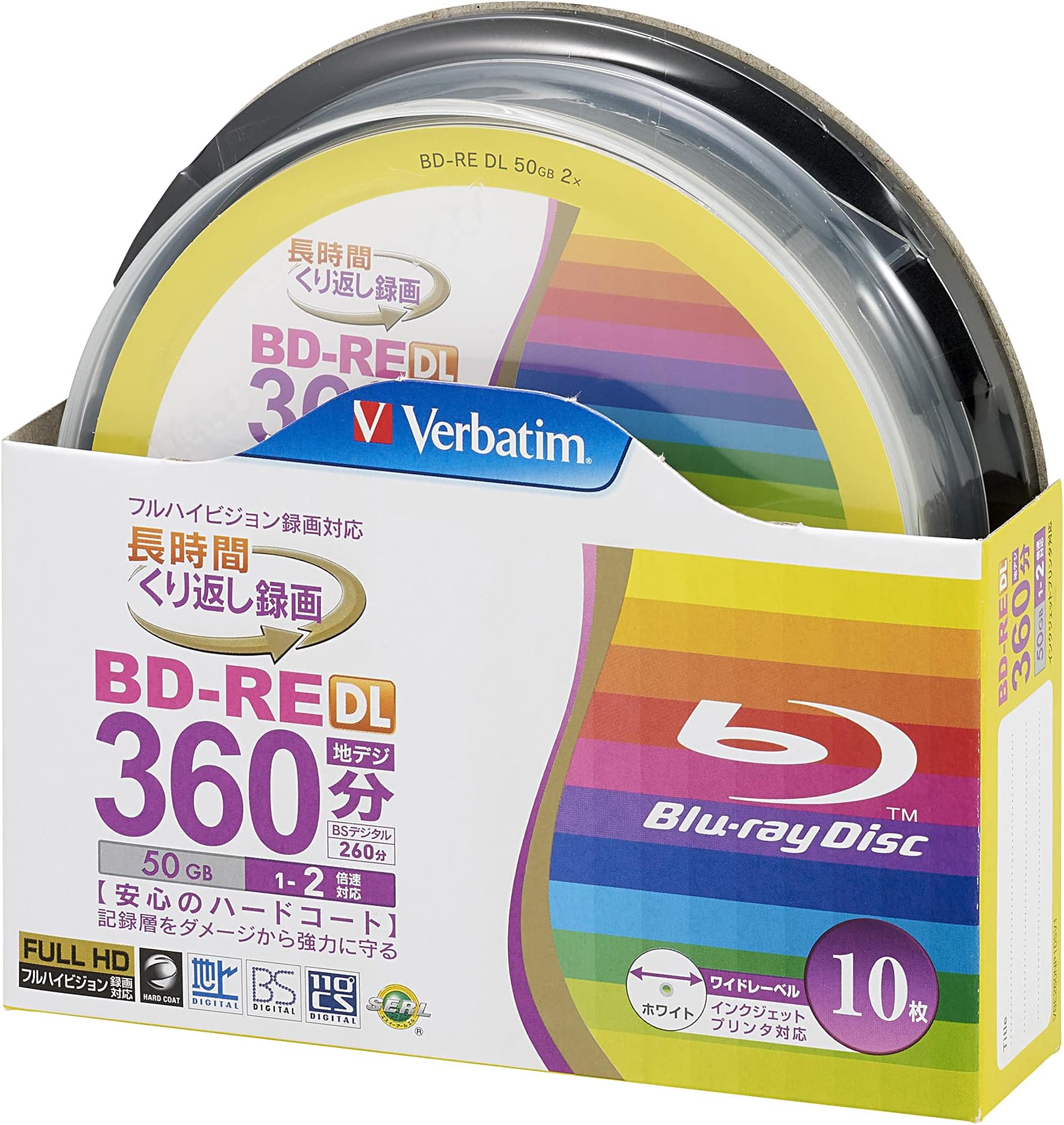10 Verbatim Bluray Bd-re Dl 50 Gb Rewritable Blueray Original Spindle