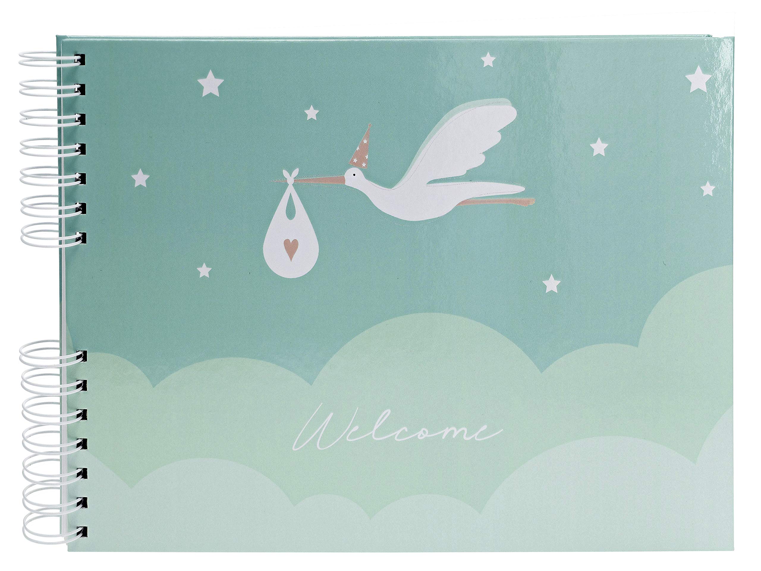 Exacompta 16334E Premium Fotoalbum Storch mit 50 Seiten, perfekt für Ihre Baby- und Kinderfotos zum selbstgestalten Spiralalbum Fotobuch blau