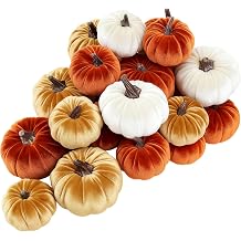 ShellKingdom Artificial Pumpkin for Decoration, Velvet Fall Pumpkin for Halloween Home Thanksgiving Party Fall Farmhouse Harvest Decoration, 12 PCS Fall Color, 2 Sizes