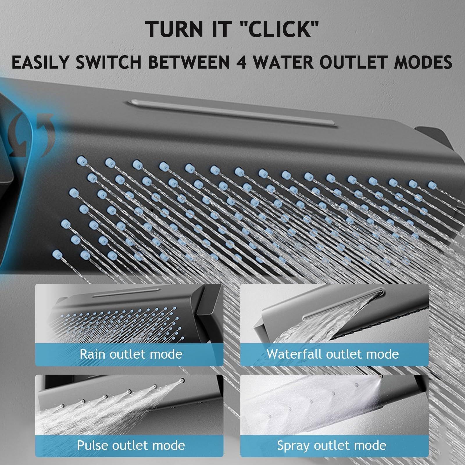 Set Miscelatore Doccia con Display Digitale a LED, soffione a Pioggia e soffione Portatile, Pannello di Controllo per Bagno, mensola a Torre per ristrutturazioni Moderne